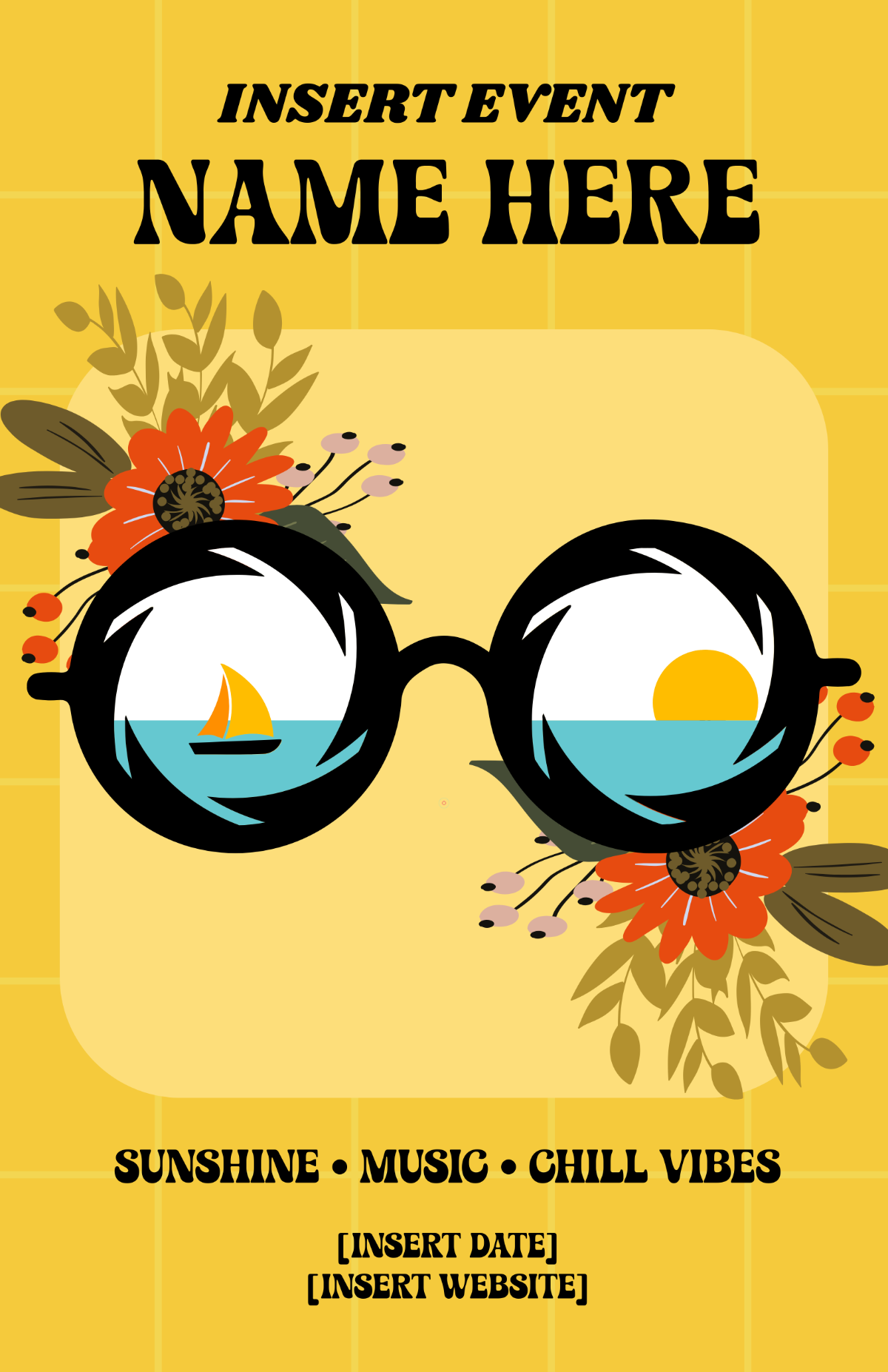 Free Blank Retro Summer Poster to Edit Online