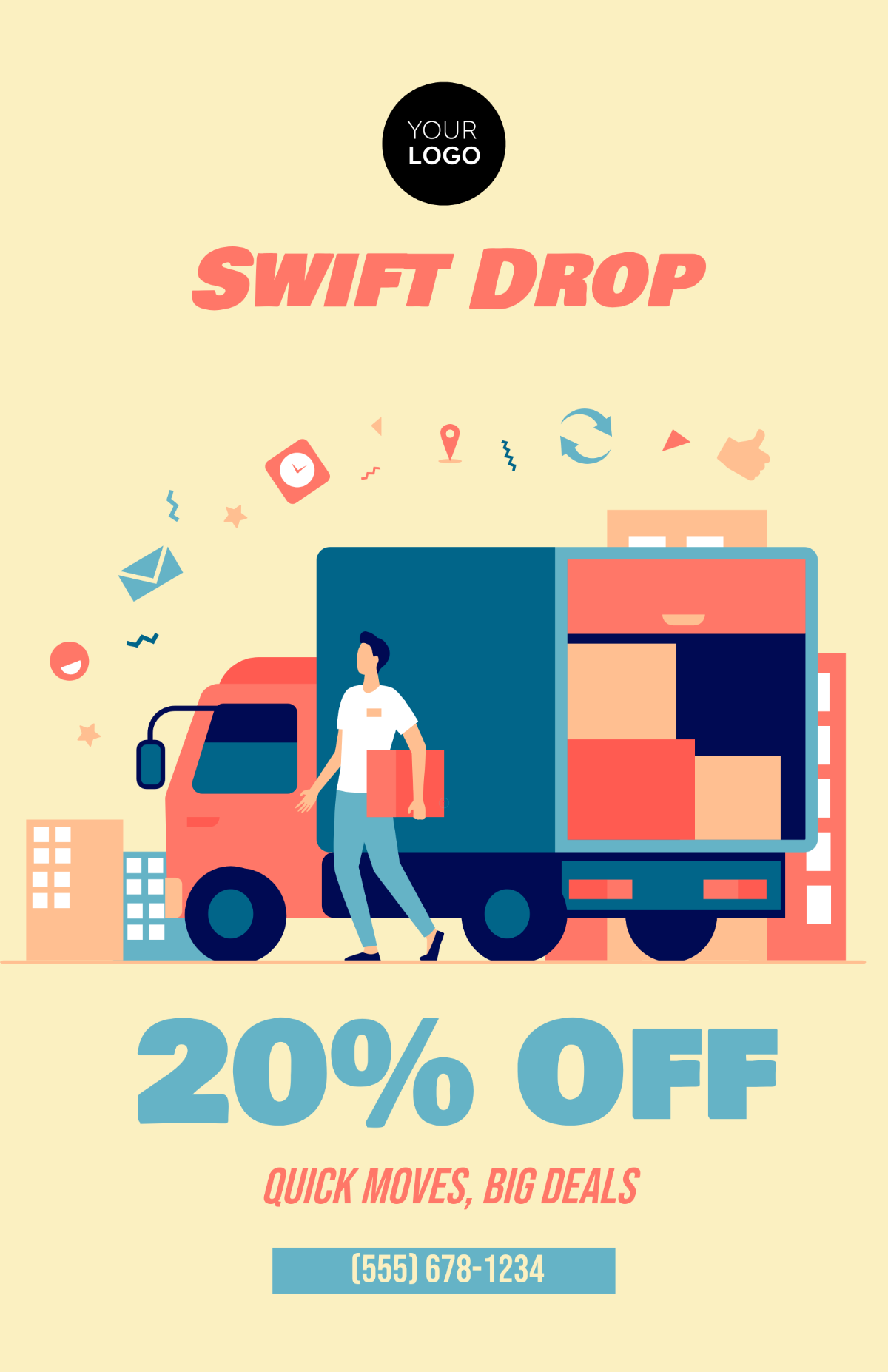 Free Colorful Delivery Service Poster Template