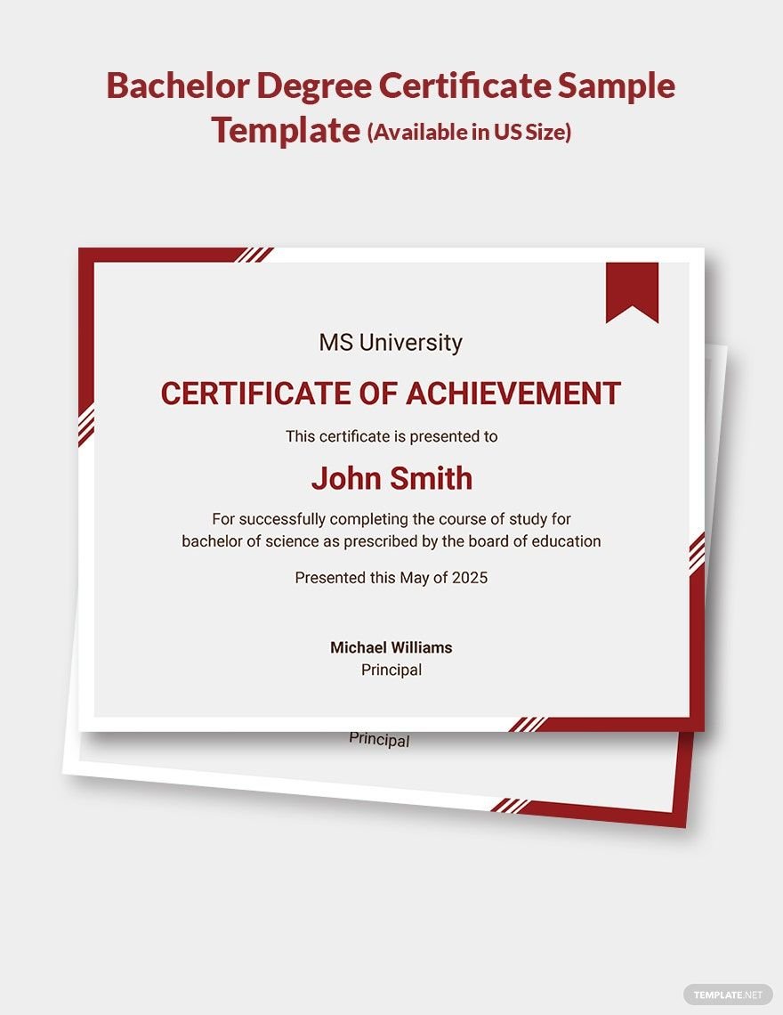 Bachelor Degree Certificate Sample Template
