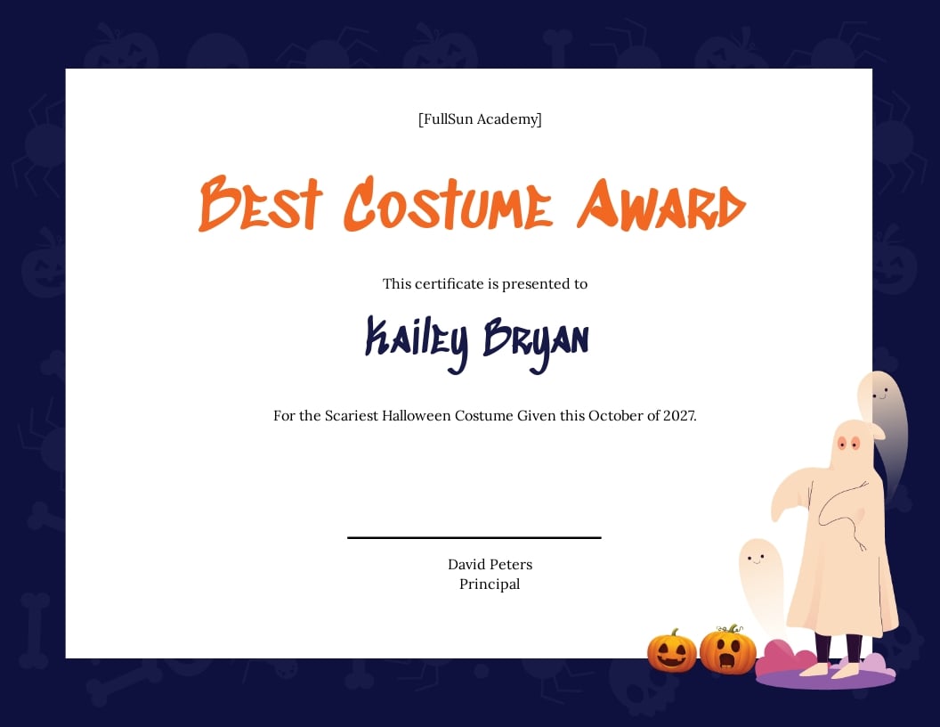 Free Halloween Costume Award Certificate Template - Illustrator Pertaining To Halloween Costume Certificate Template