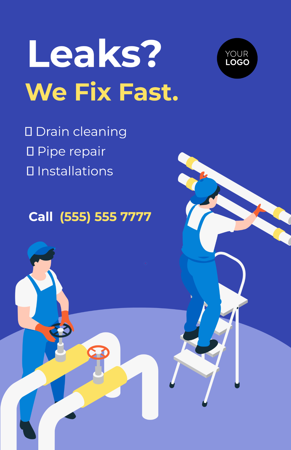 Free Creative Plumbing Service Poster Template