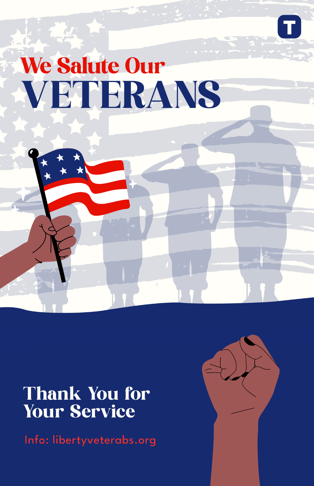 Free White US Veterans Day Poster Template
