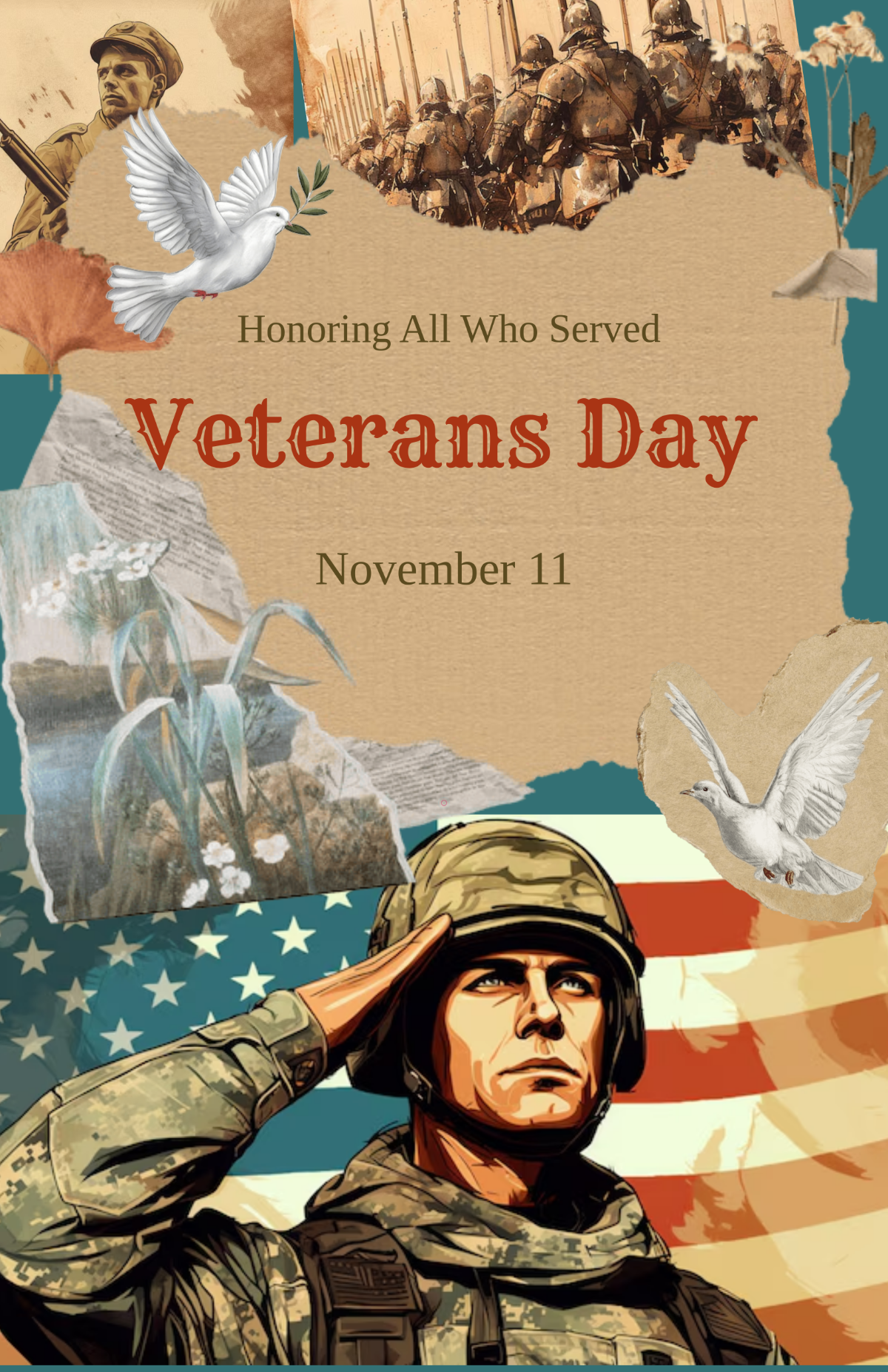 Free Vintage Veterans Day Poster Template