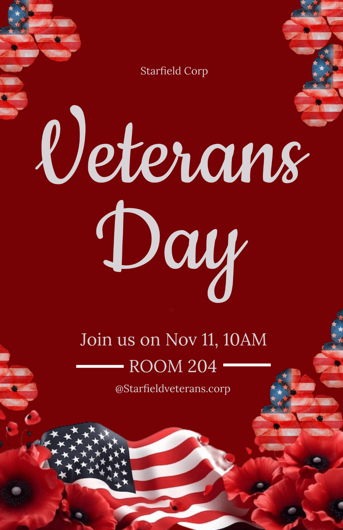 Free Red Veterans Day Office Poster Template