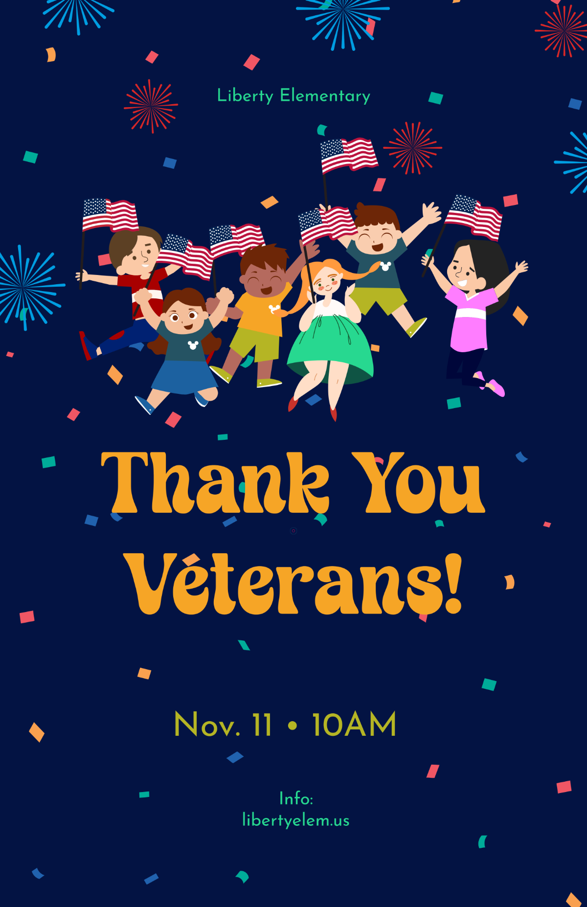Free Colorful Veterans Day Poster for Kids Template