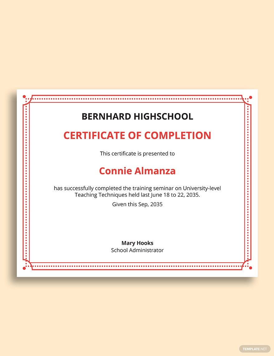 Teaching Training Certificate Sample Template