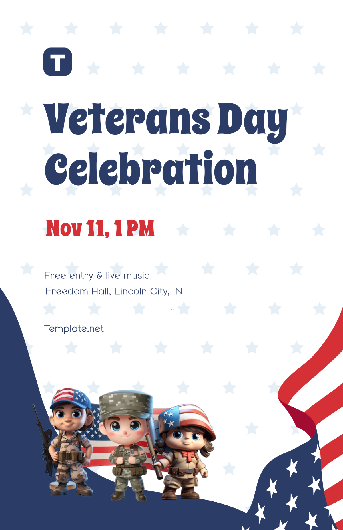 Free Cute Background Veterans Day Poster Template