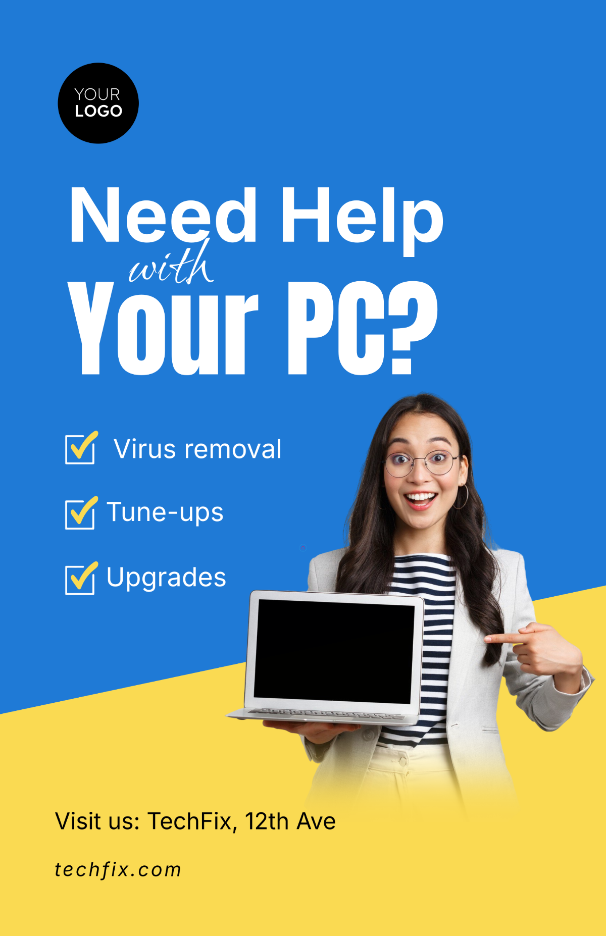 Free Simple Computer Service Poster Template