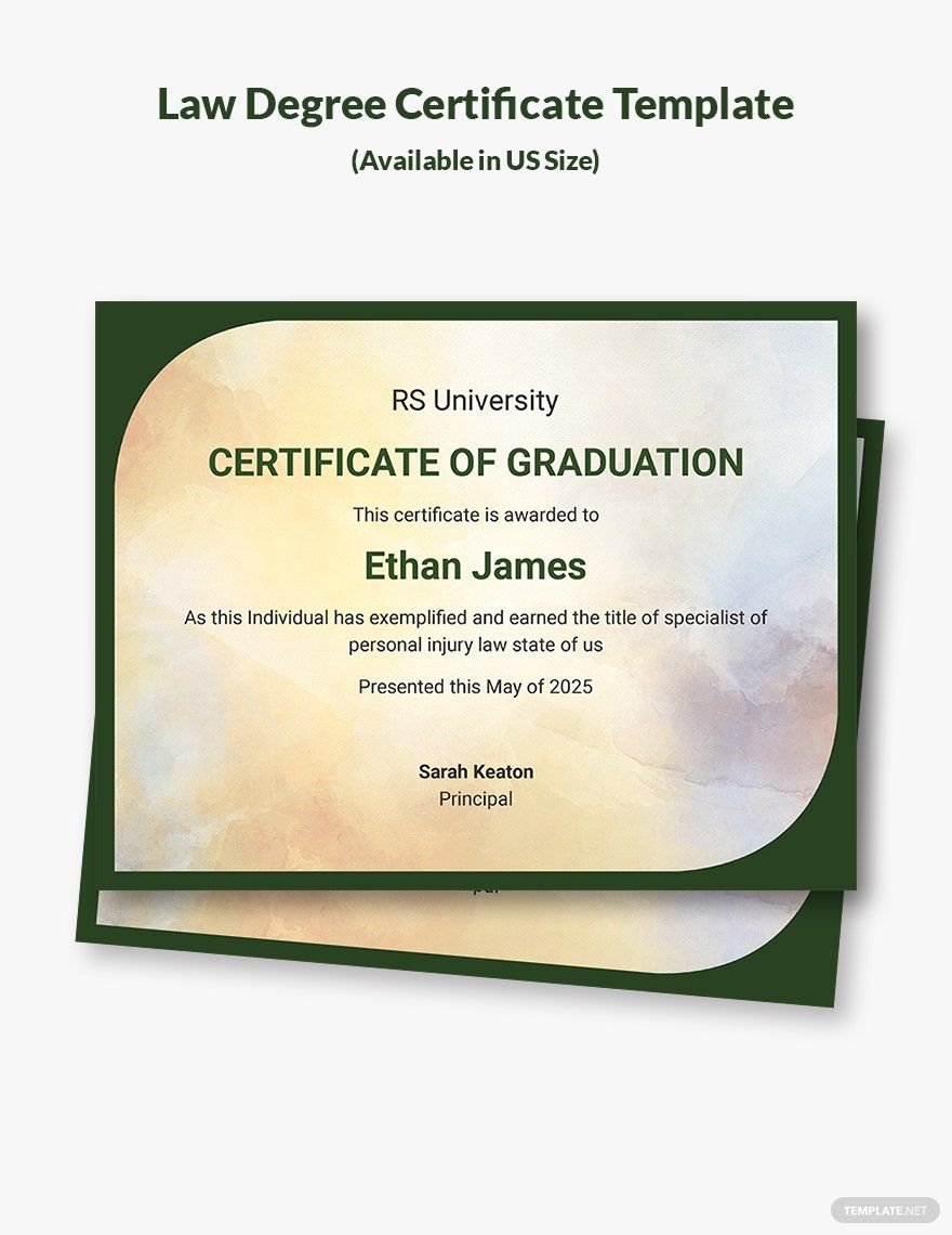 Law Degree Certificate Template