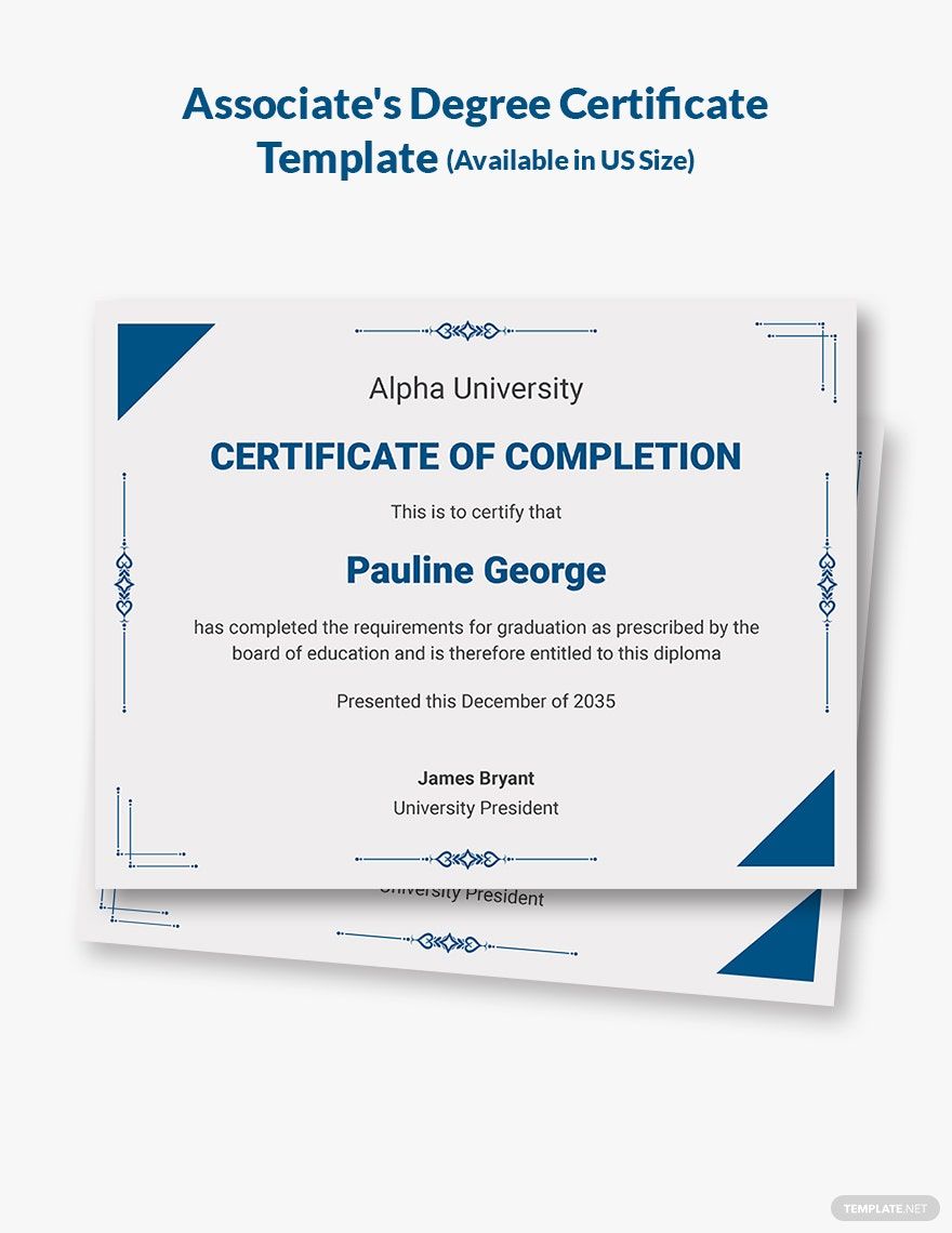 Free Associate's Degree Certificate Template in Word, Google Docs, PDF, Apple Pages, Publisher