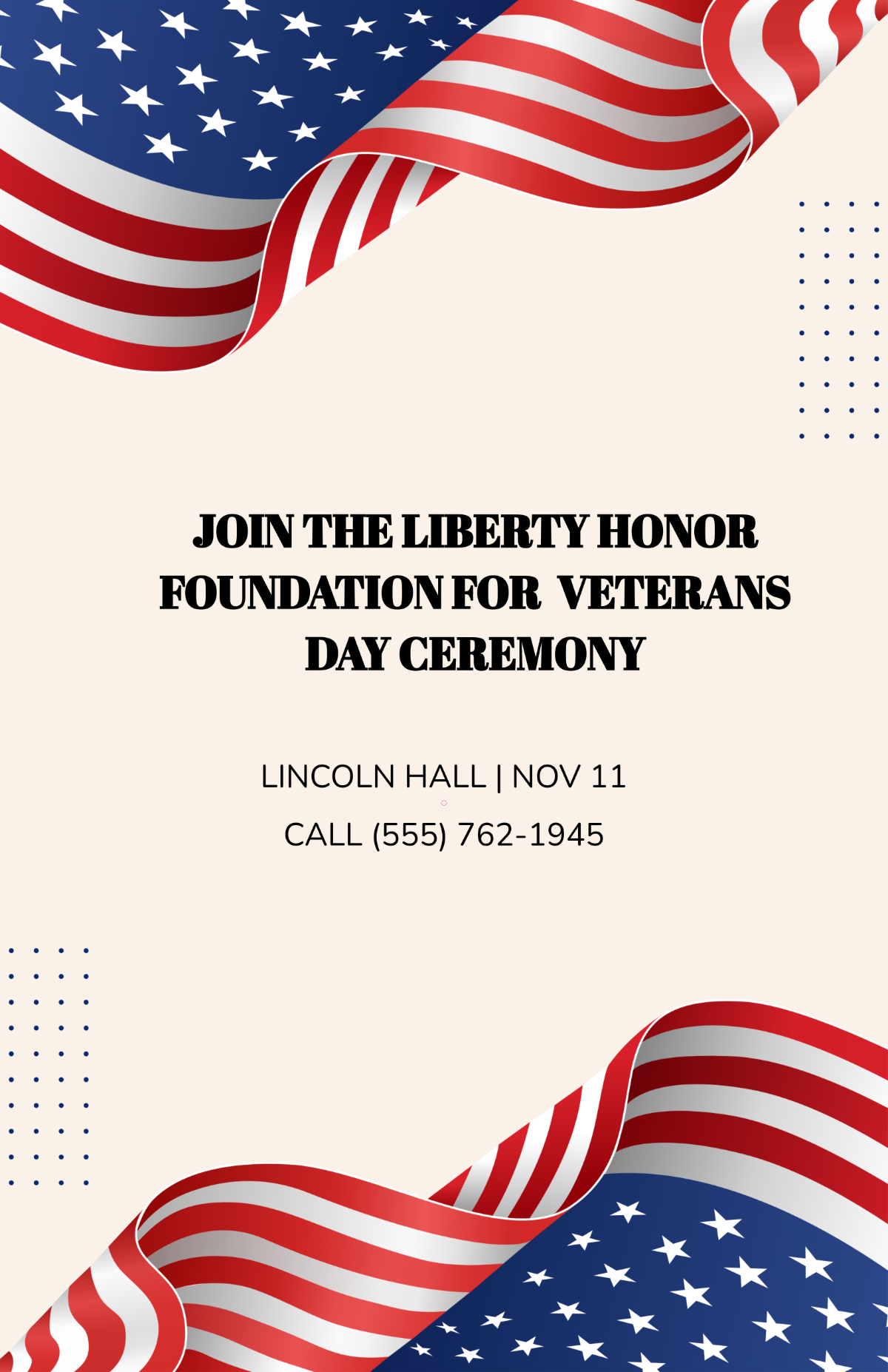 Free Aesthetic Veterans Day Ceremony Poster Template
