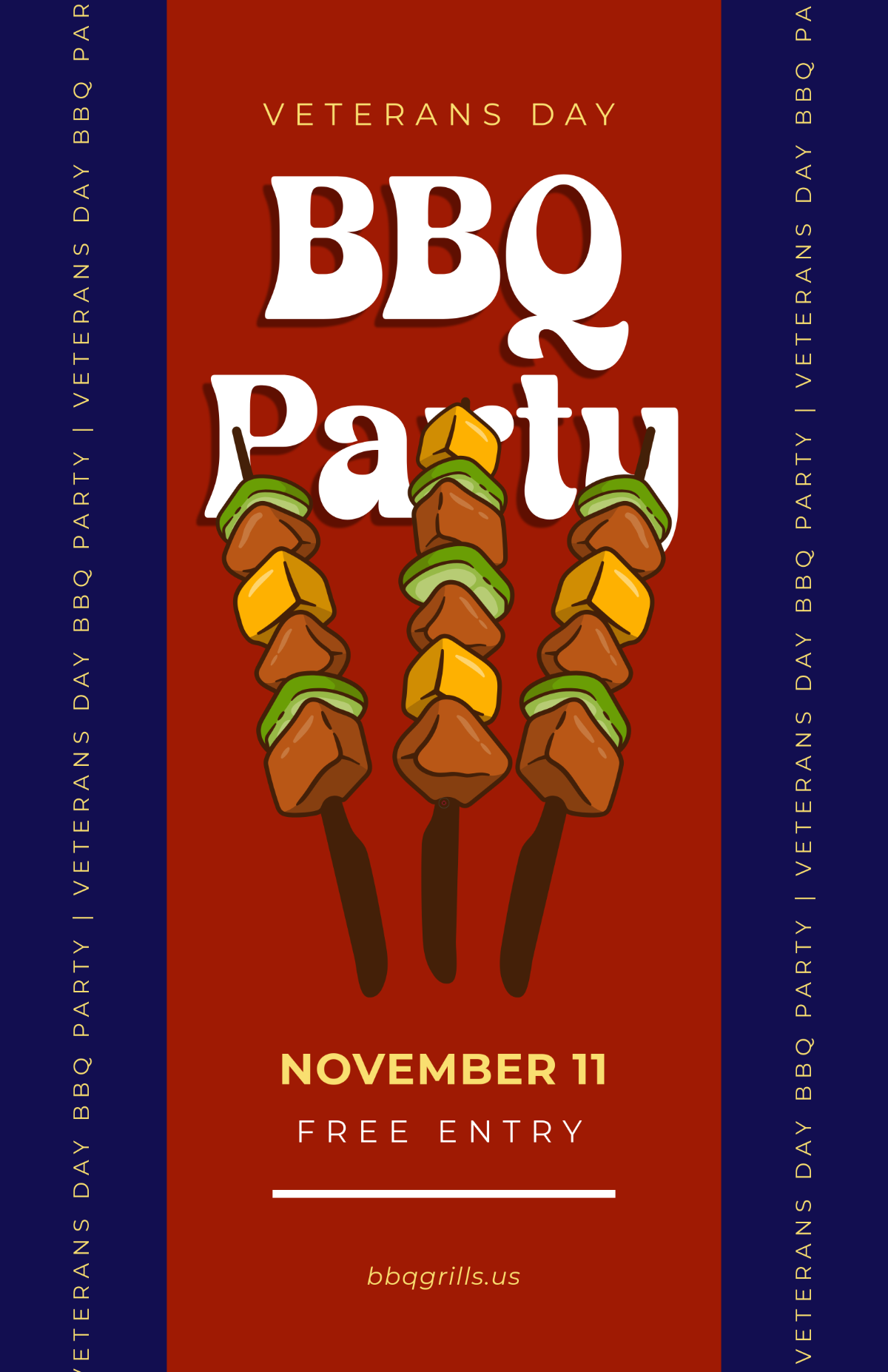 Free Veterans Day BBQ Poster Template