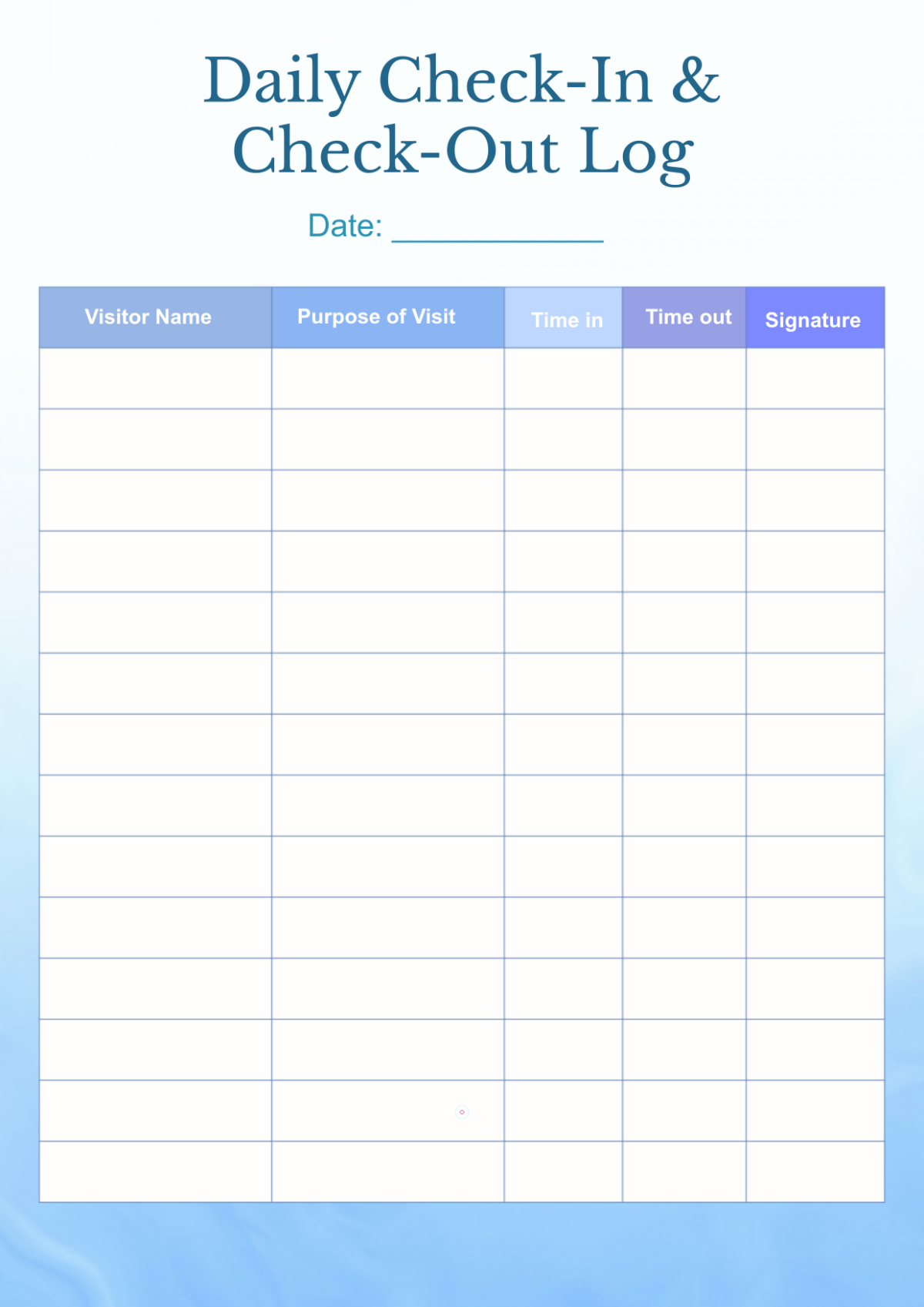 Free Daily Check-In Check Out Template