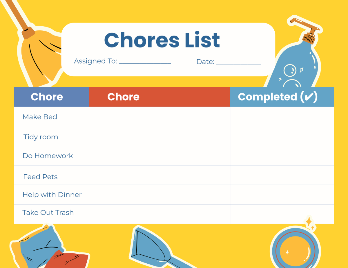 Free Daily Chore for Teens Template