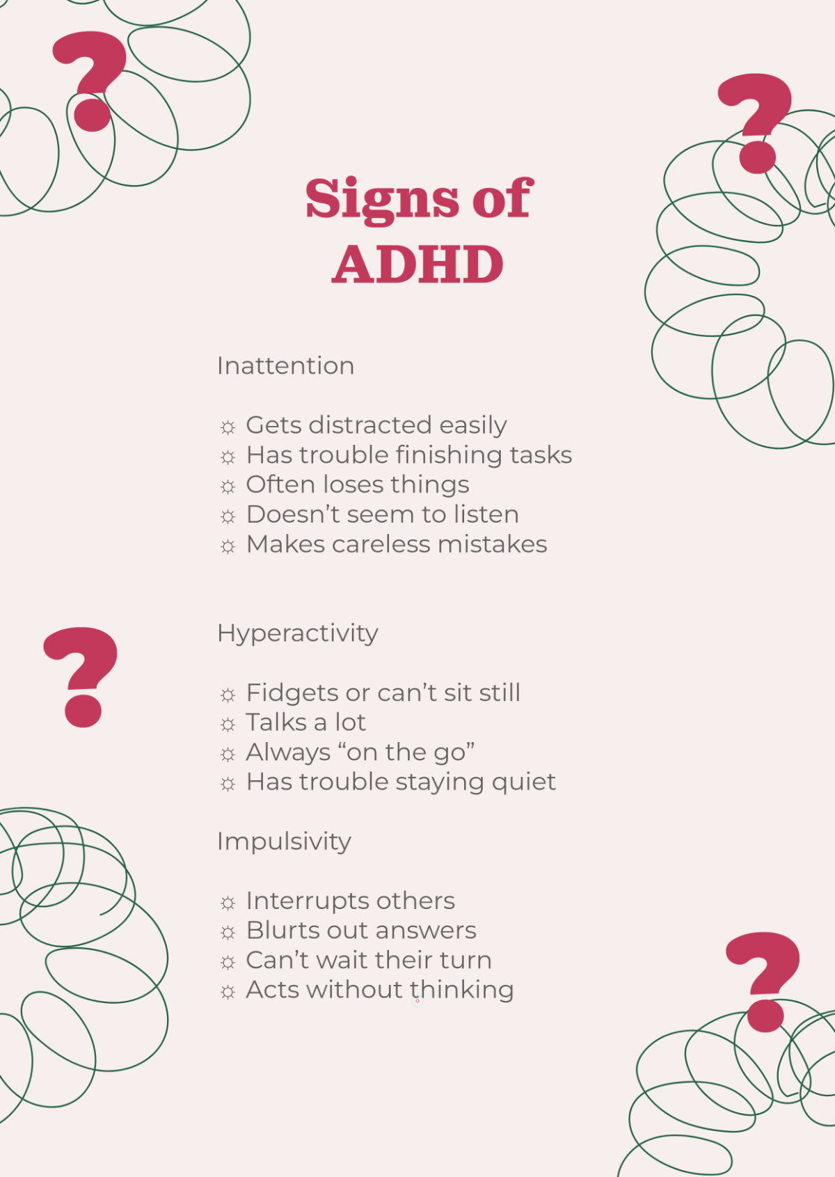 Free Signs of ADHD Template