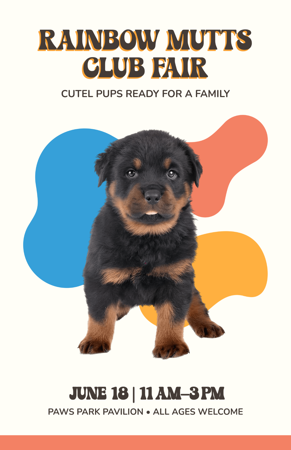 Free Colorful Dog Adoption Club Poster Template to Edit Online