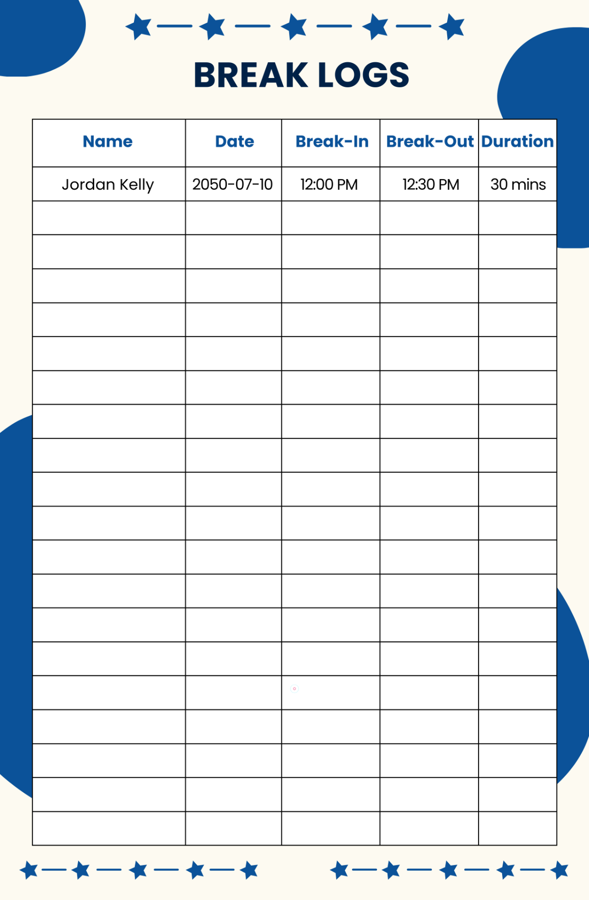 Free Break Template