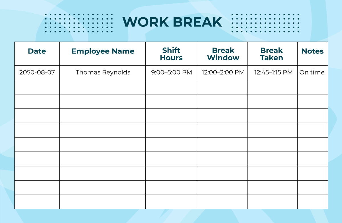 Work Break Template