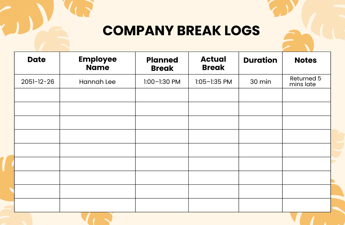 Free Company Break Template