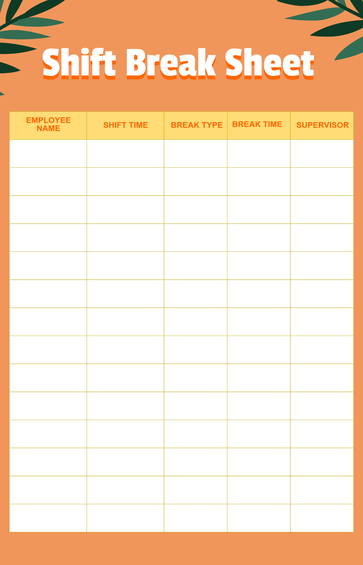Free Modern Shift Break Template