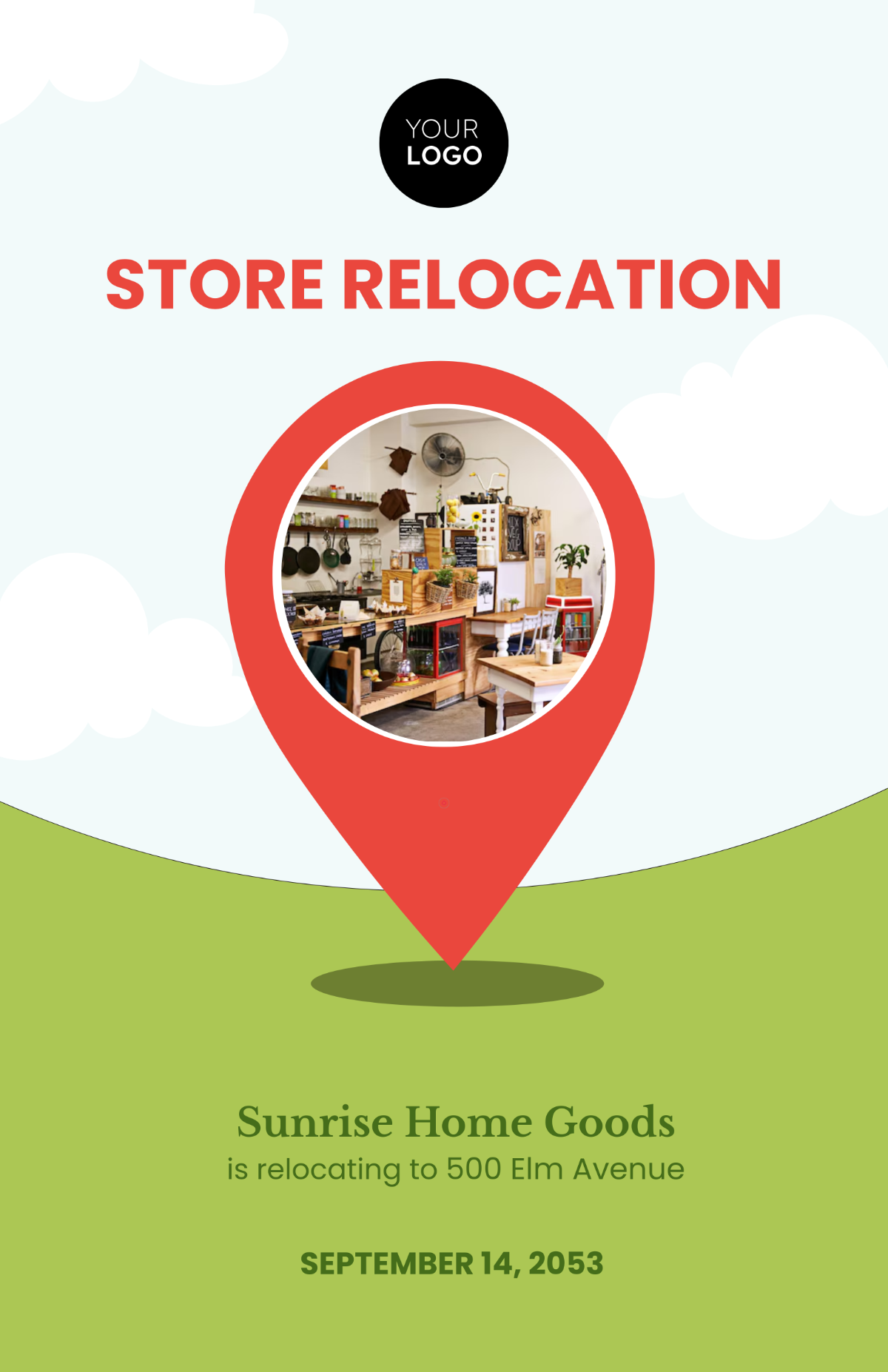 Free Simple Store Relocation Poster Template