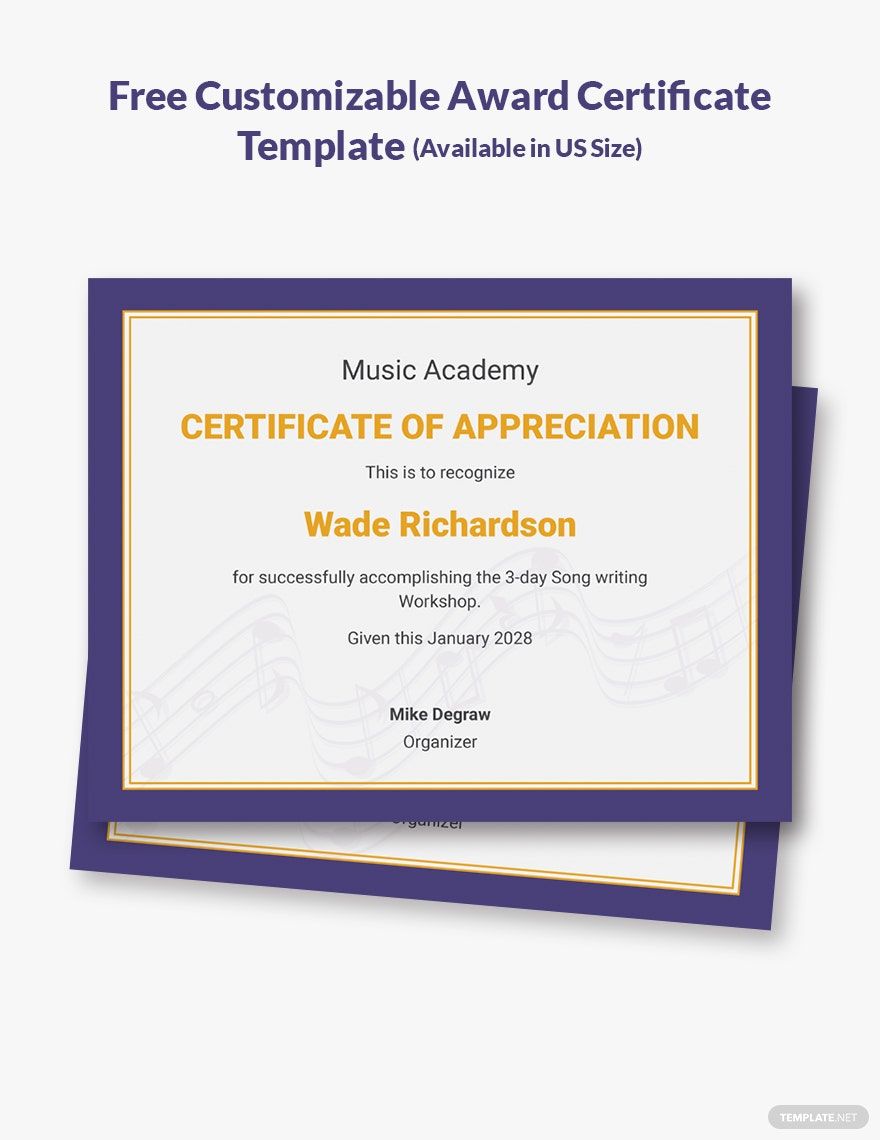 Free Customizable Award Certificate