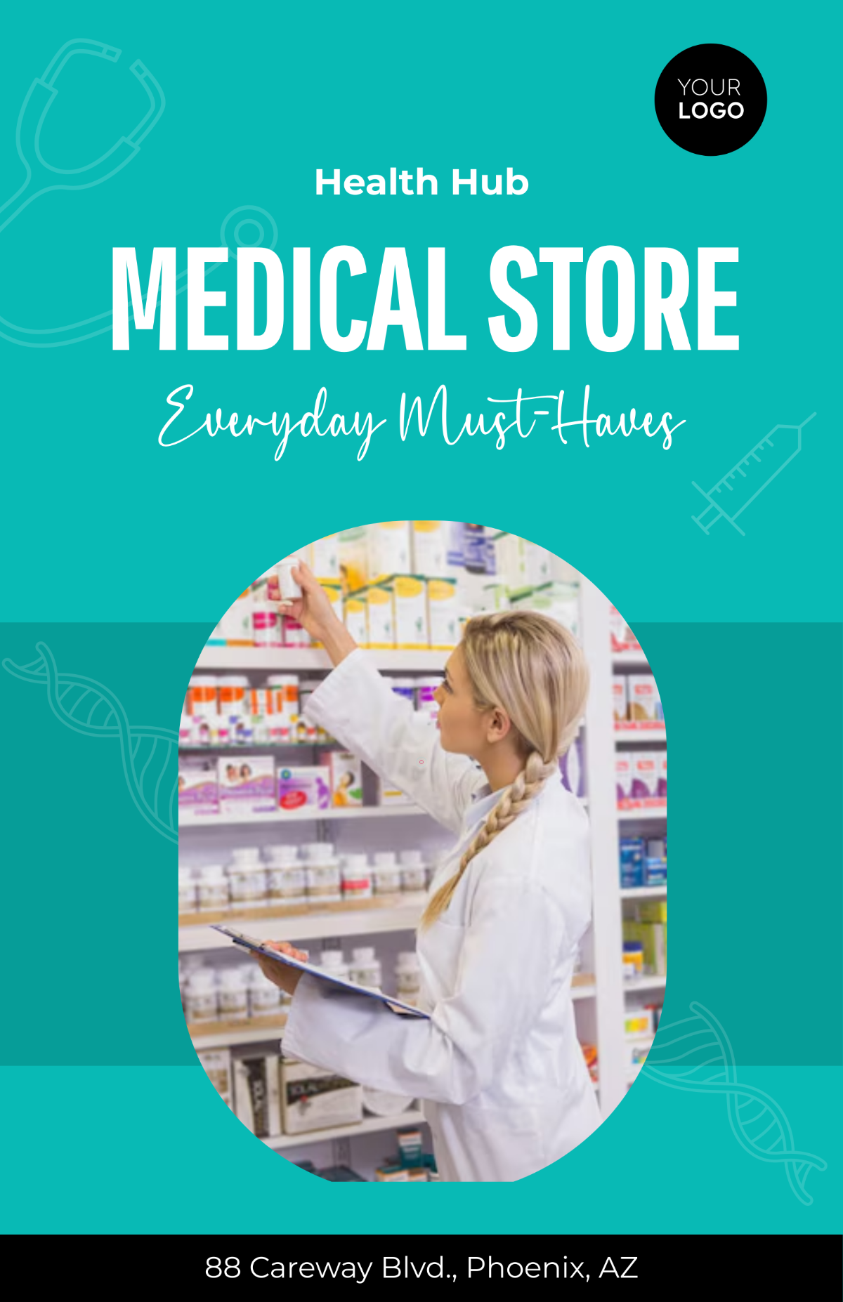 Free Medical Store Poster Template