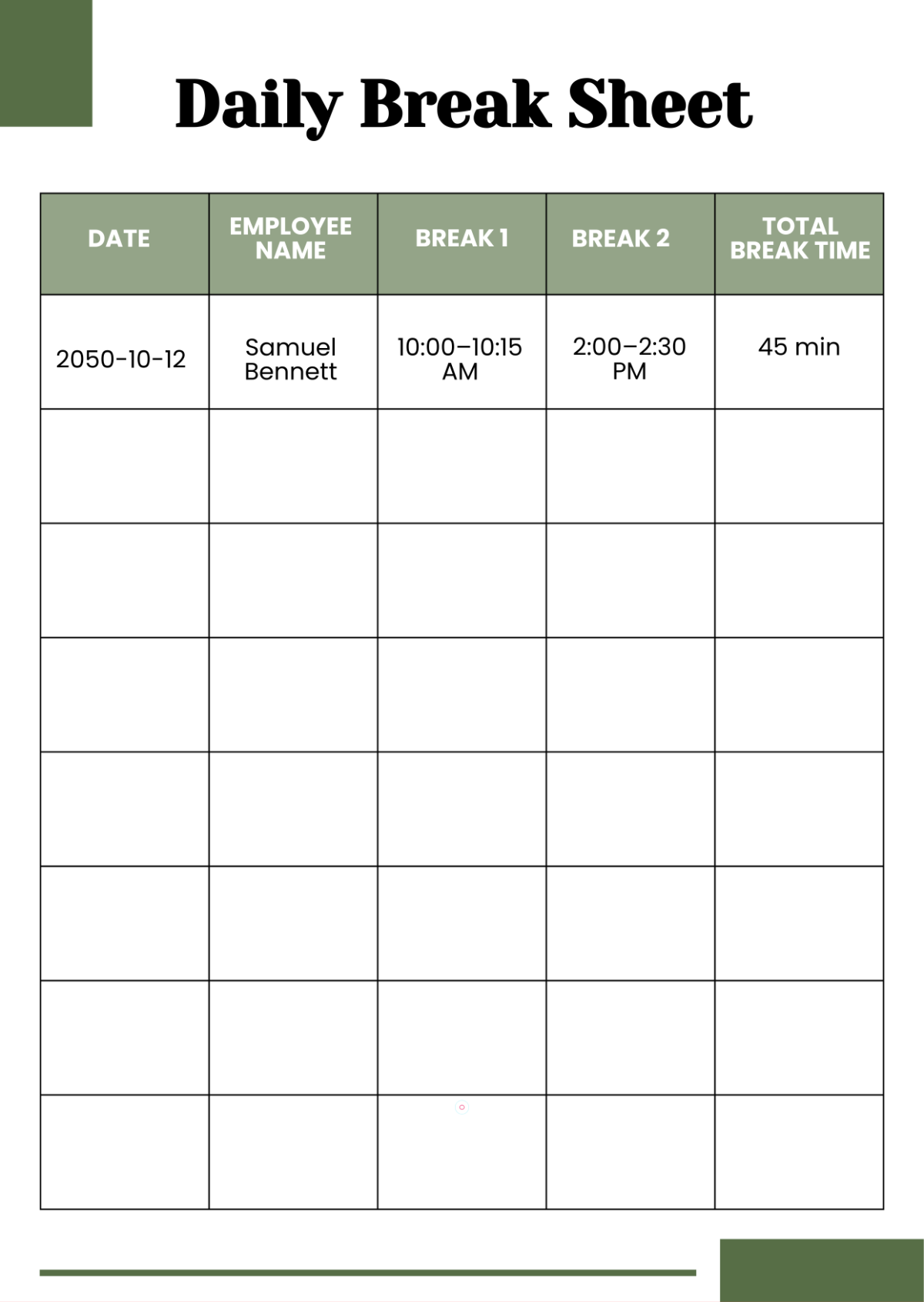 Free Simple Daily Break Template