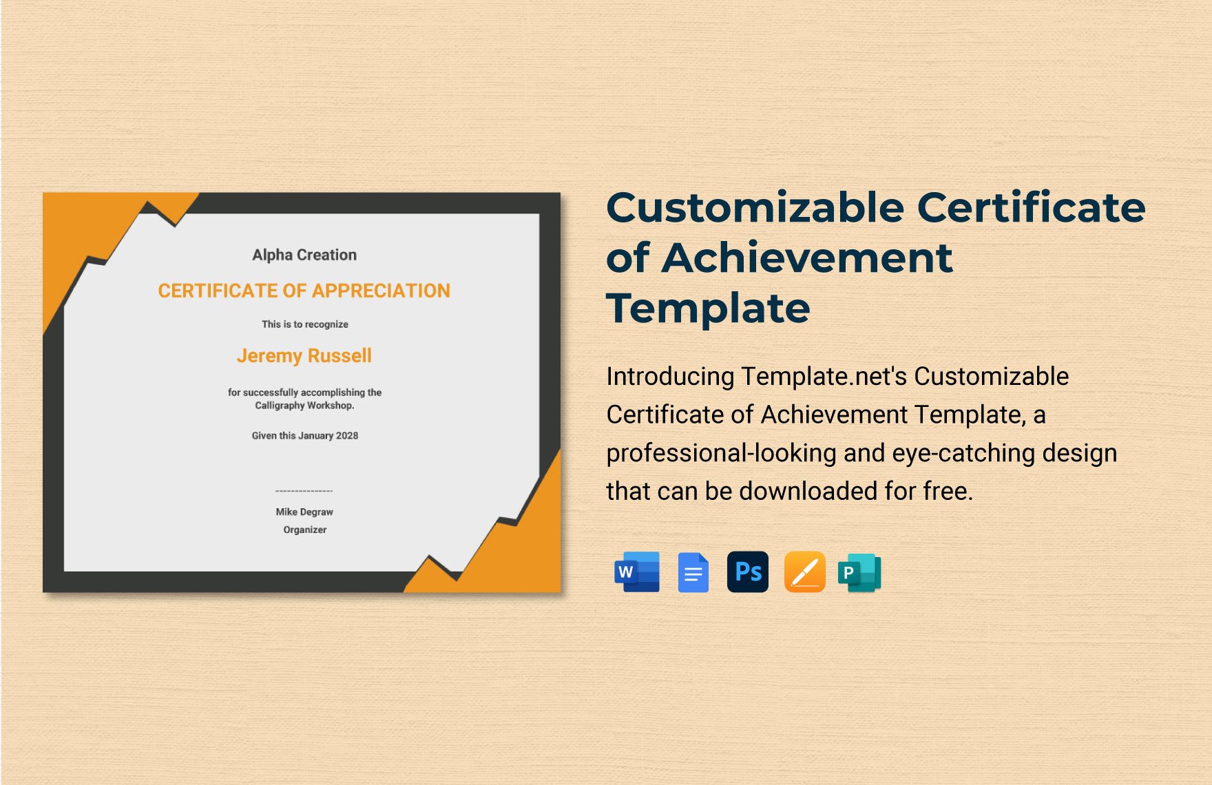 Customizable Certificate of Achievement Template