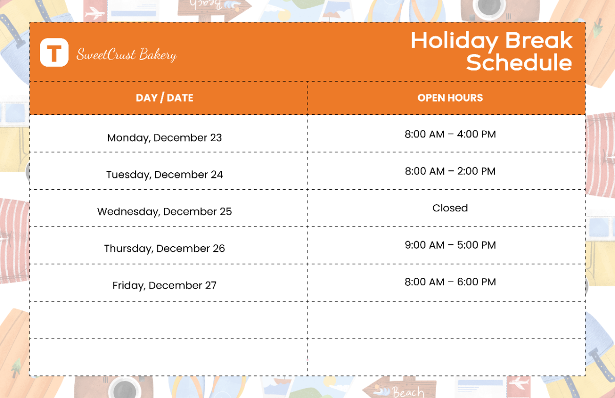 Free Holiday Break Template