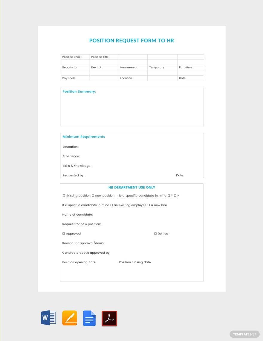 Position Request Form to HR Template