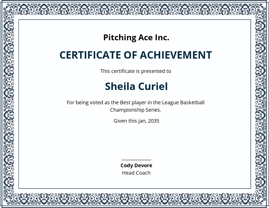 Basketball Sports Certification Template.jpe