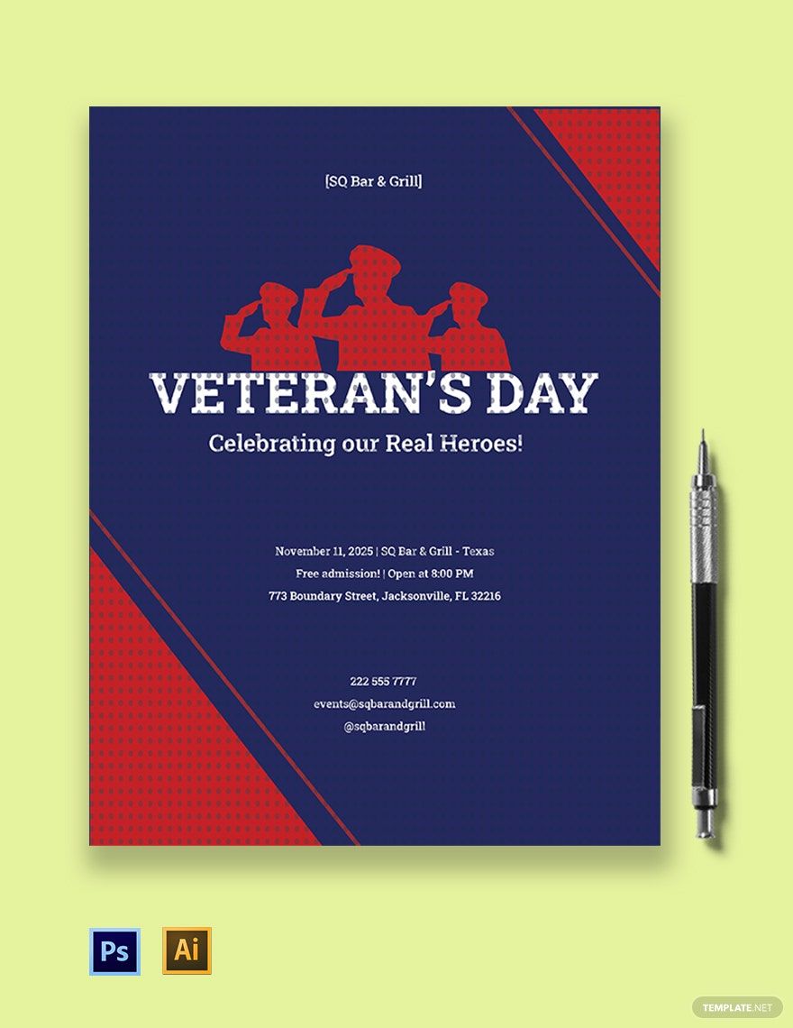 Veterans Day Flyer Template In PSD Illustrator Download Template