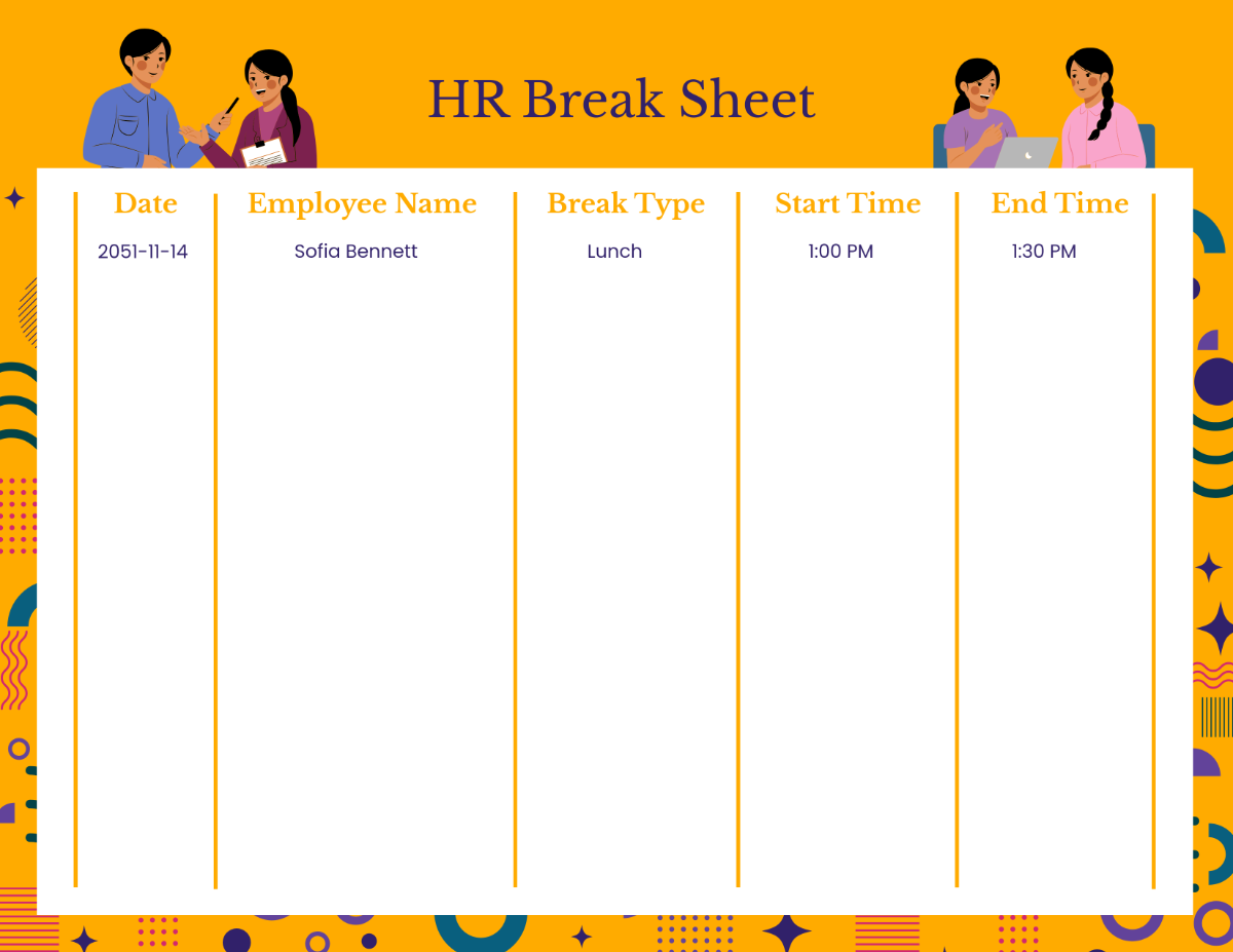 Creative Break List Template