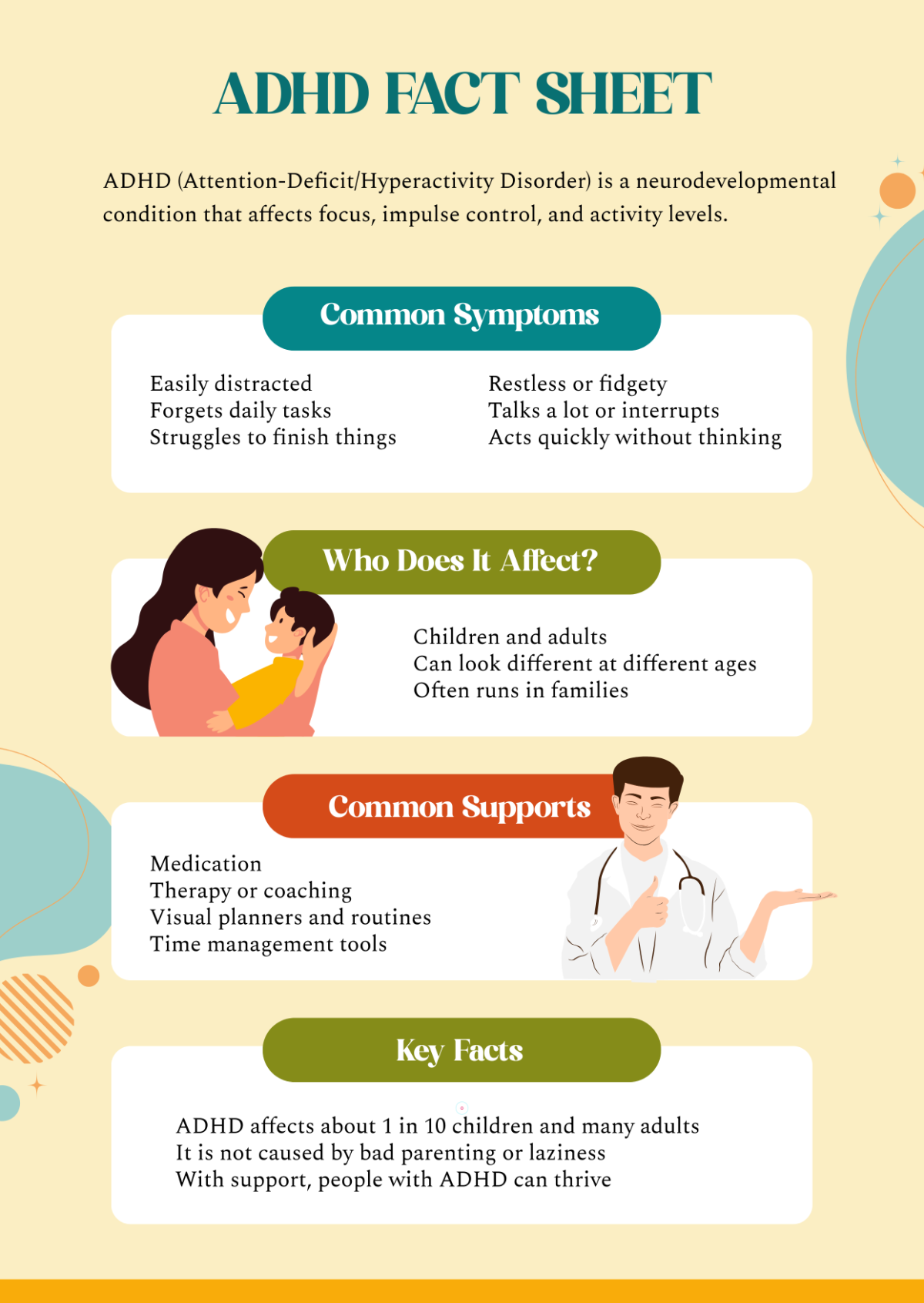 Free ADHD Fact Sheet Template