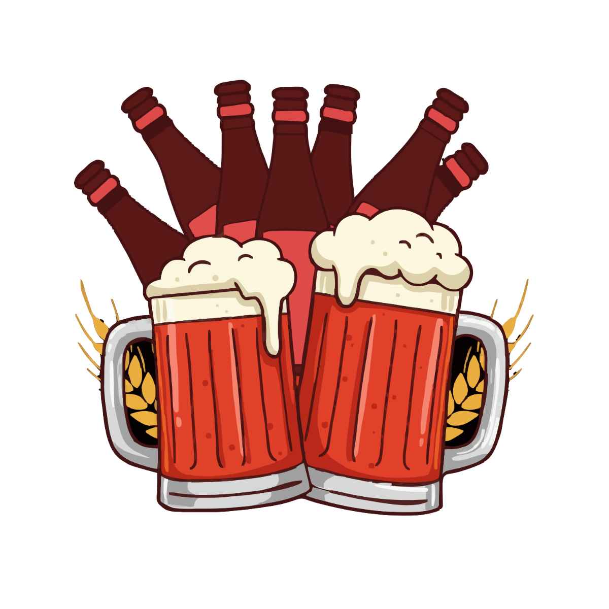 Free Red Beer Party Clipart Template