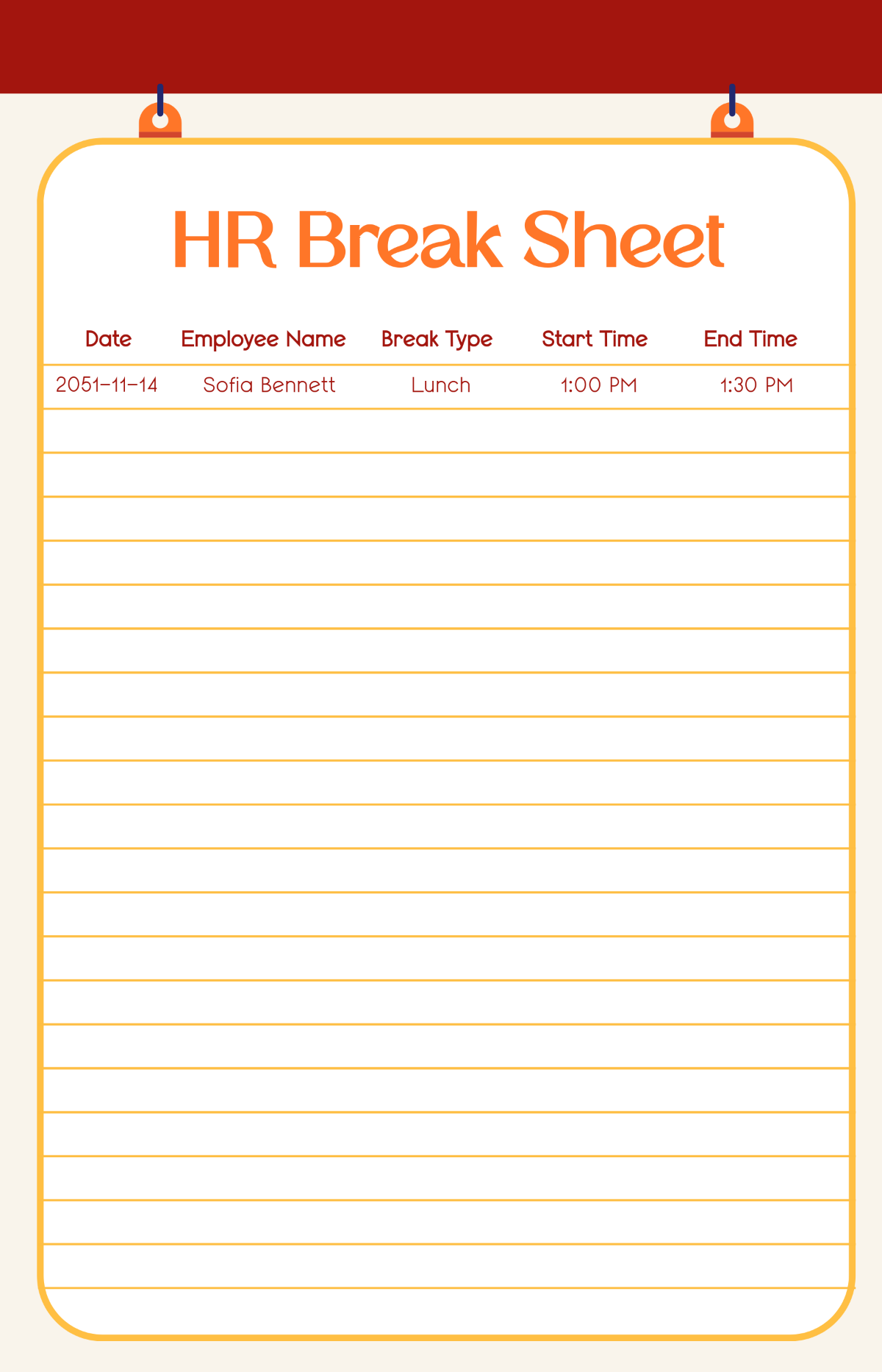 Free Professional HR Break Template to Edit Online