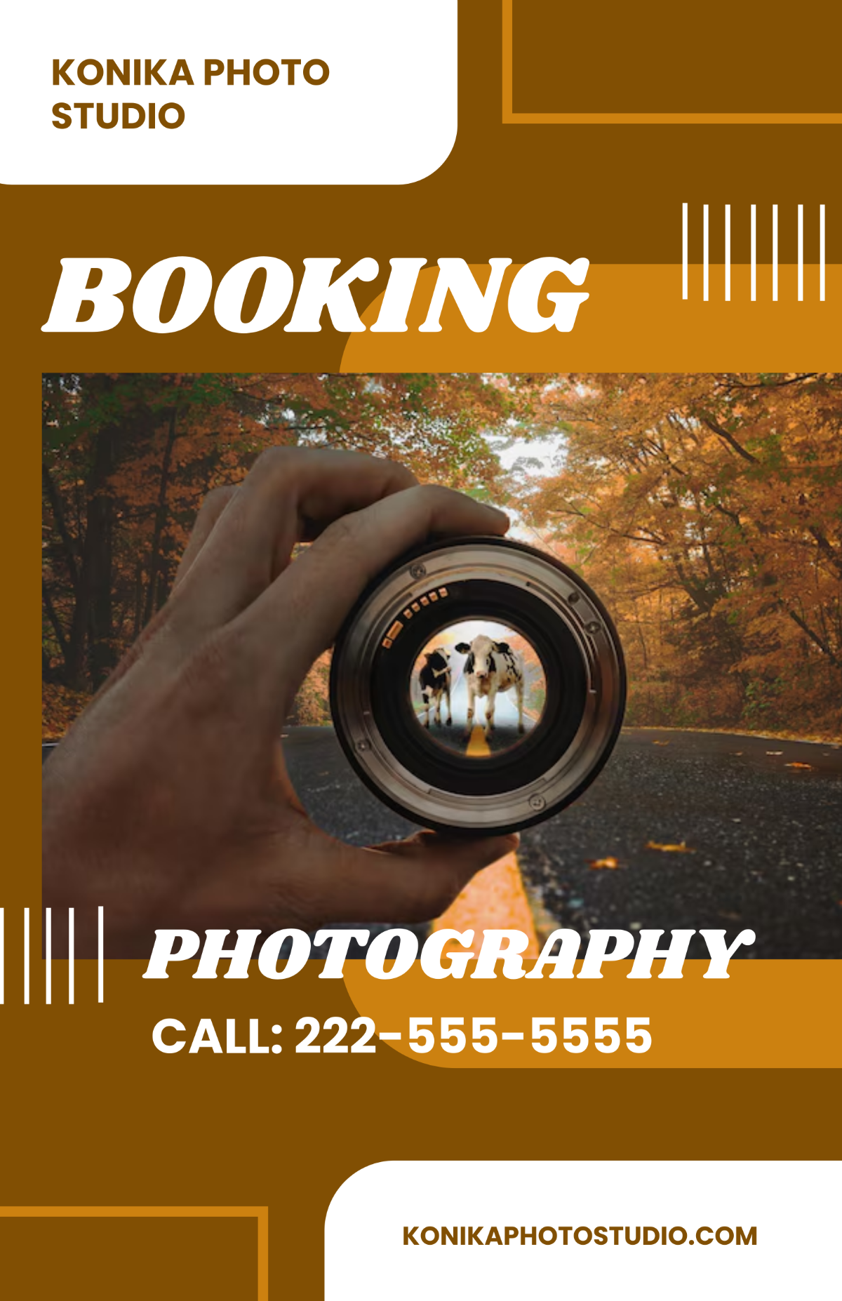 Free Brown Photographer Booking Poster Template