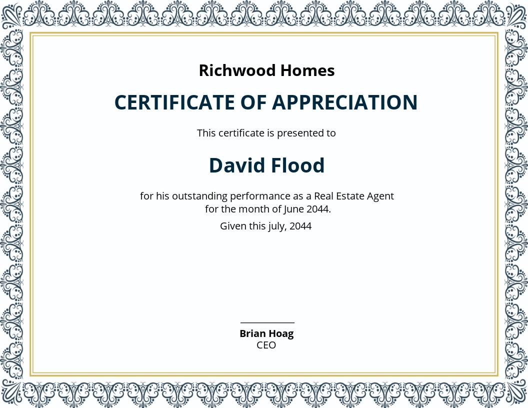 Download 17+ Real Estate Certificate Templates Microsoft Word (DOC