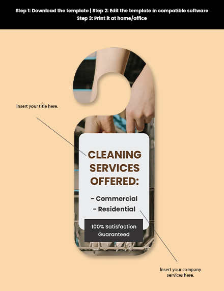 Cleaning Service Door Hanger Template - Illustrator, Word, PSD