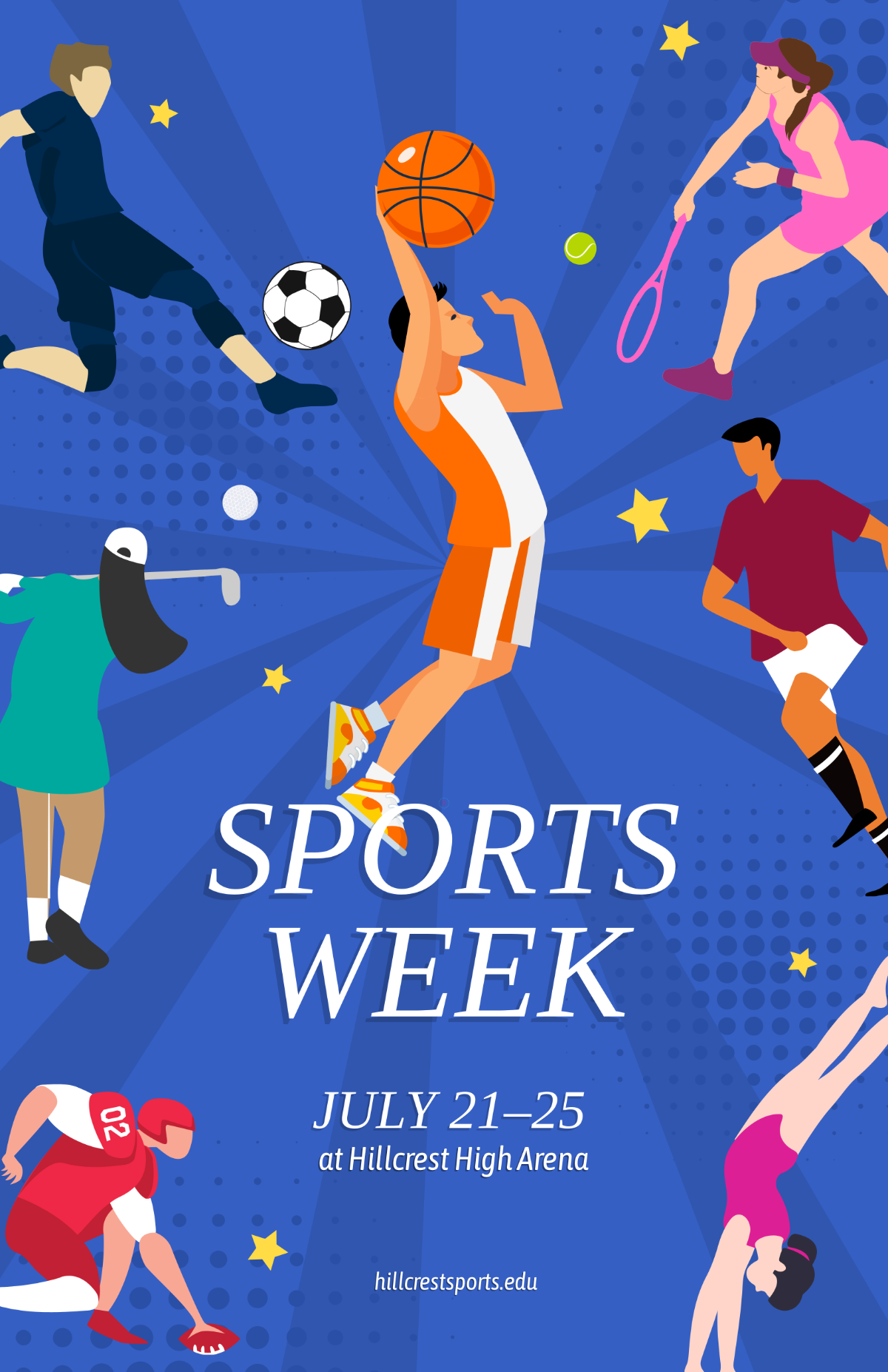 Free Blue Sports Week Poster Template