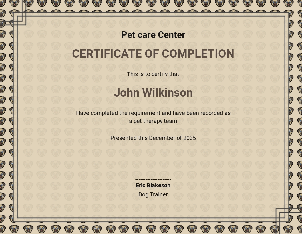 Free Therapy Dog Certification Template.jpe