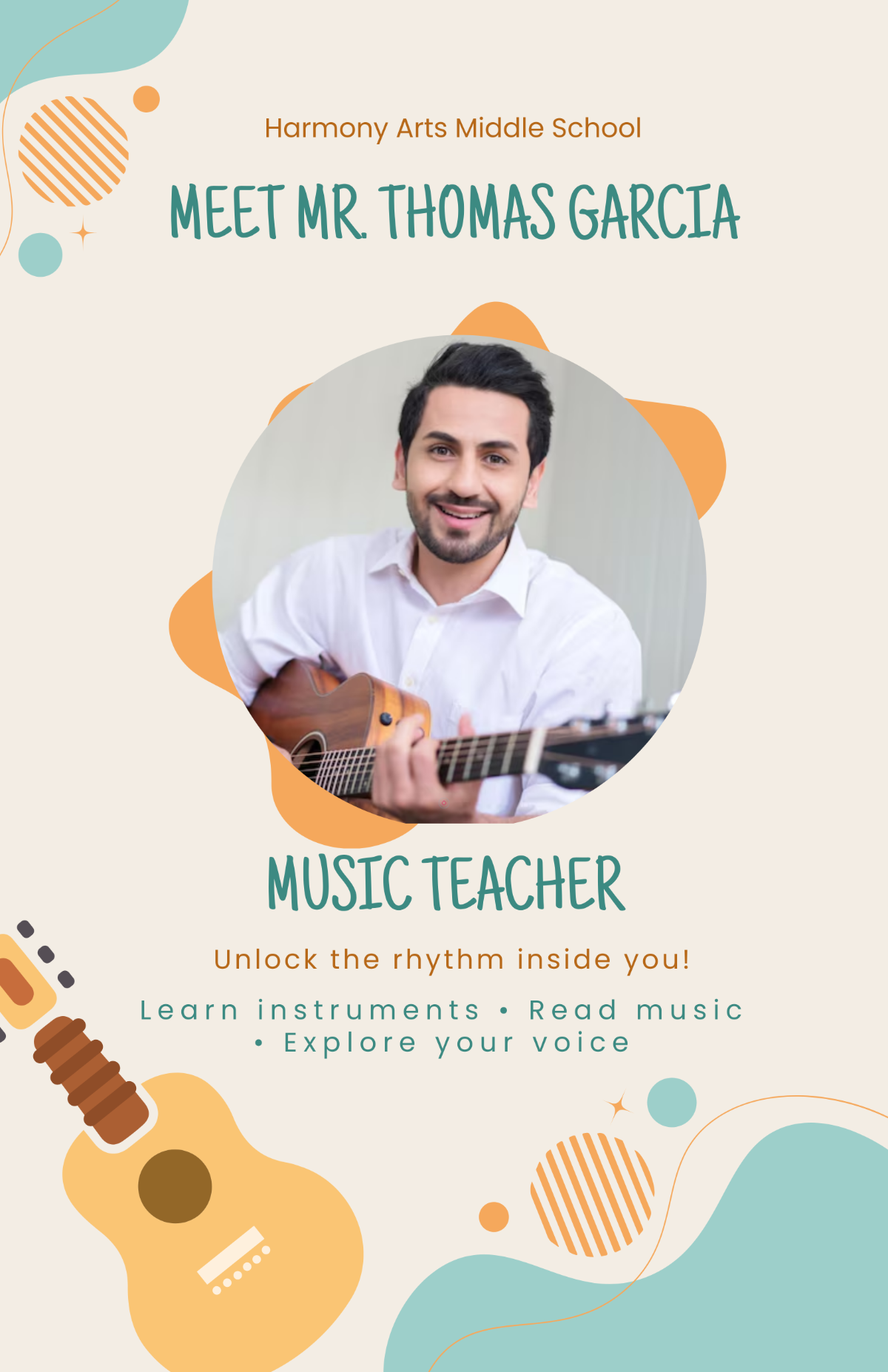 Free Aesthetic Music Teacher Poster Template