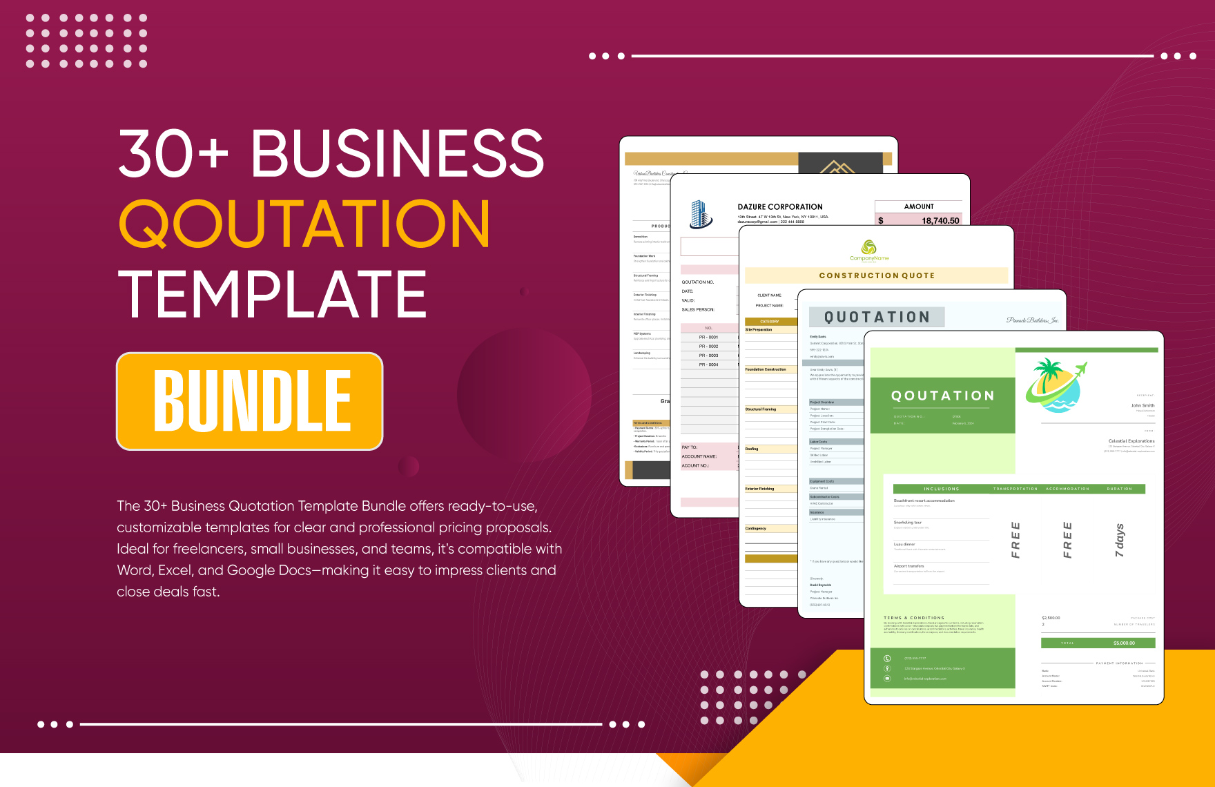 30+ Business Quotation Template Bundle