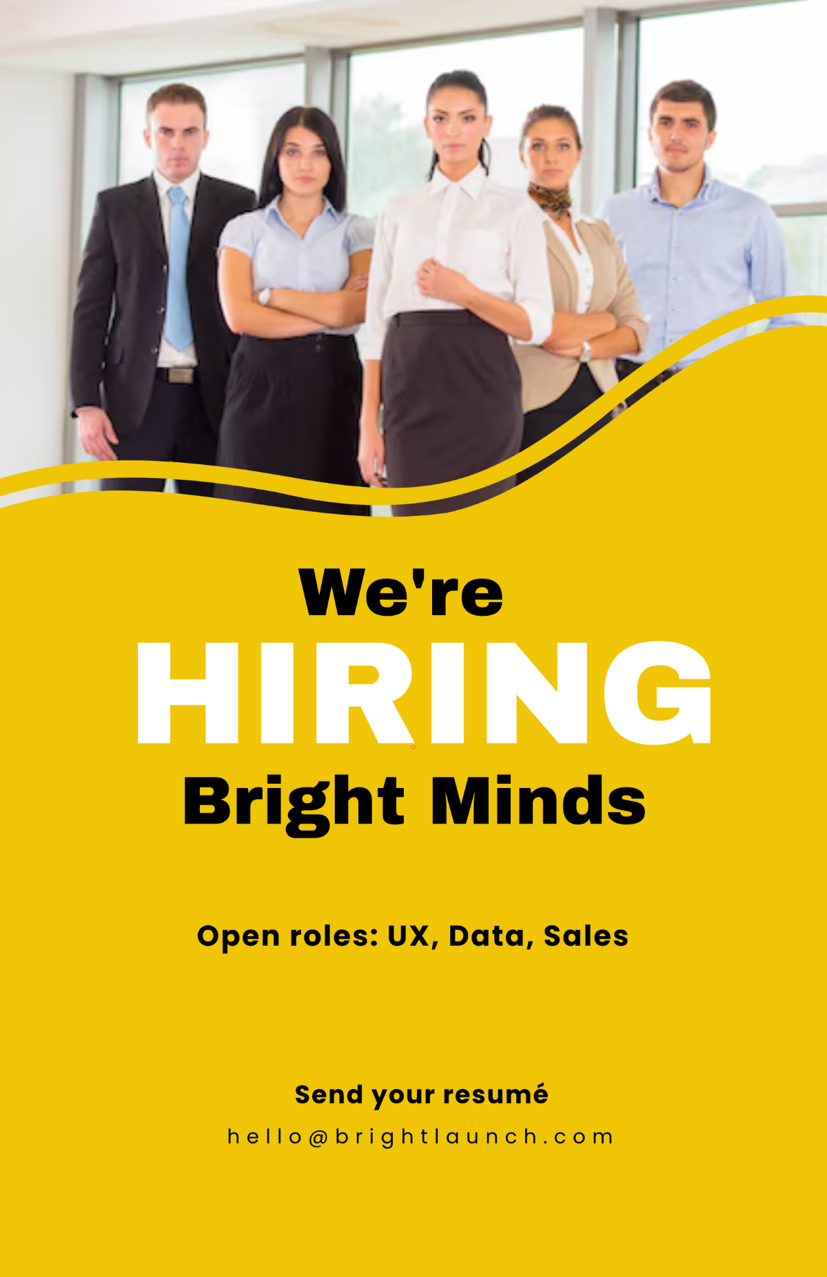 Free Yellow Startup Job Poster Template to Edit Online