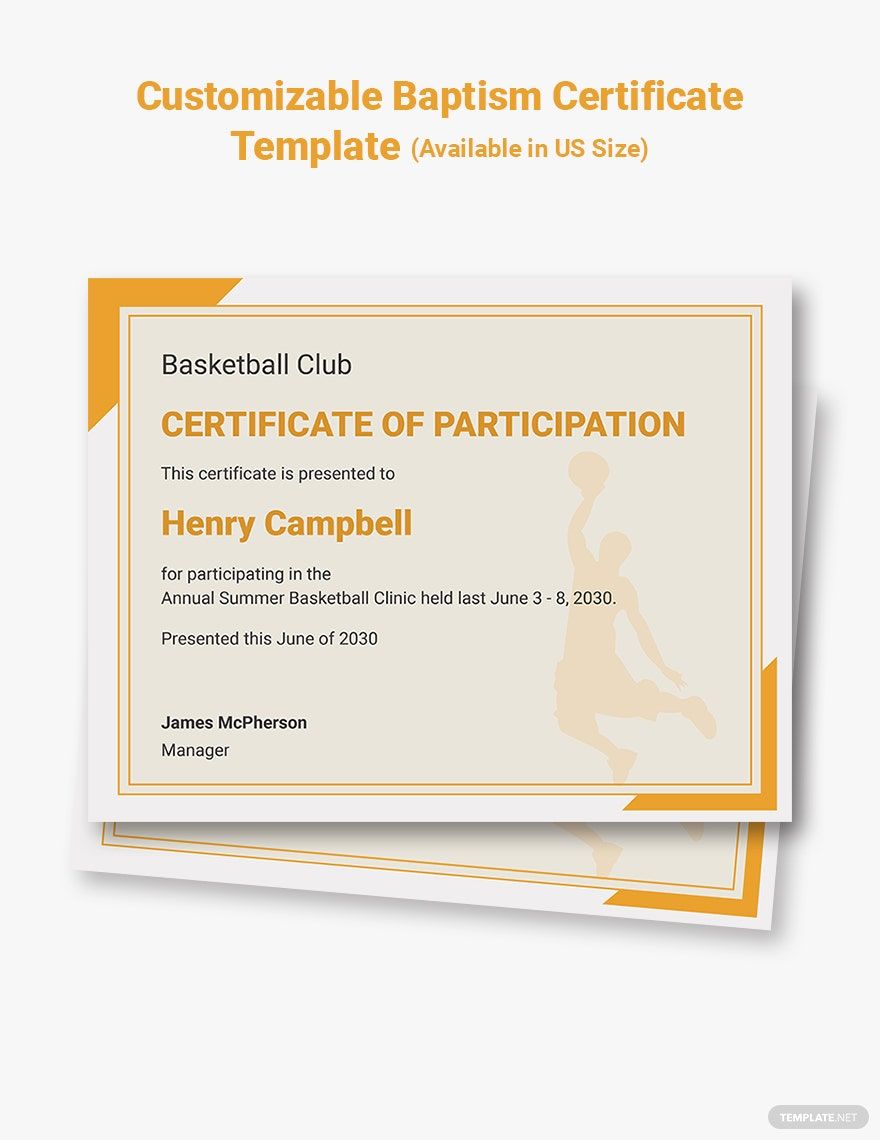 Customized Basketball Certificate Template