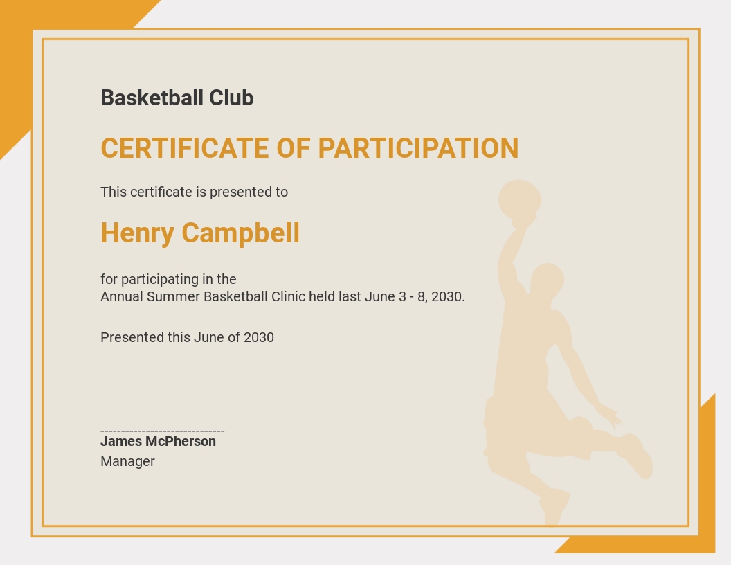 Customizable Basketball Certificates Template - Word