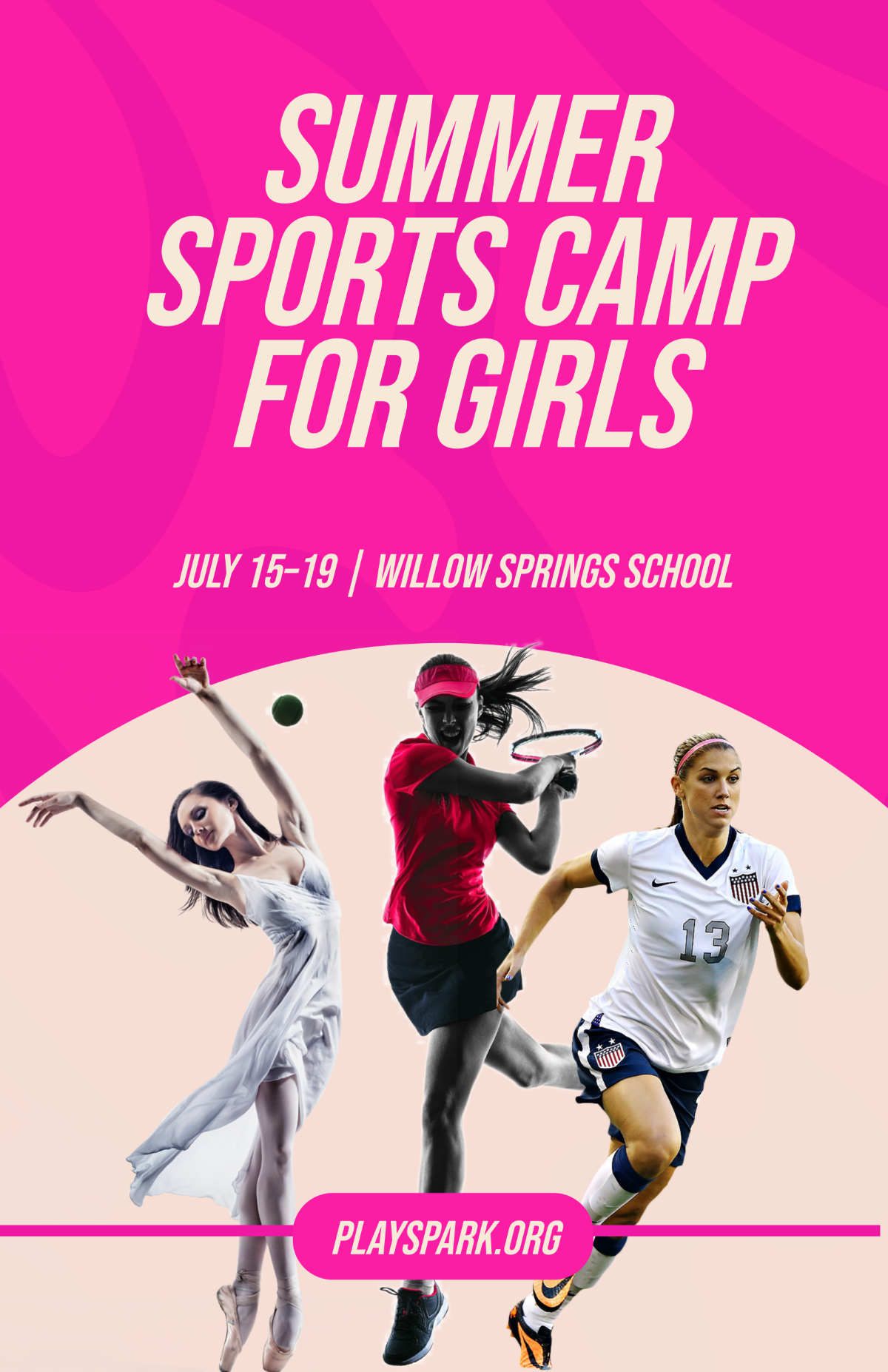 Free Pink Sports Camp Poster Template