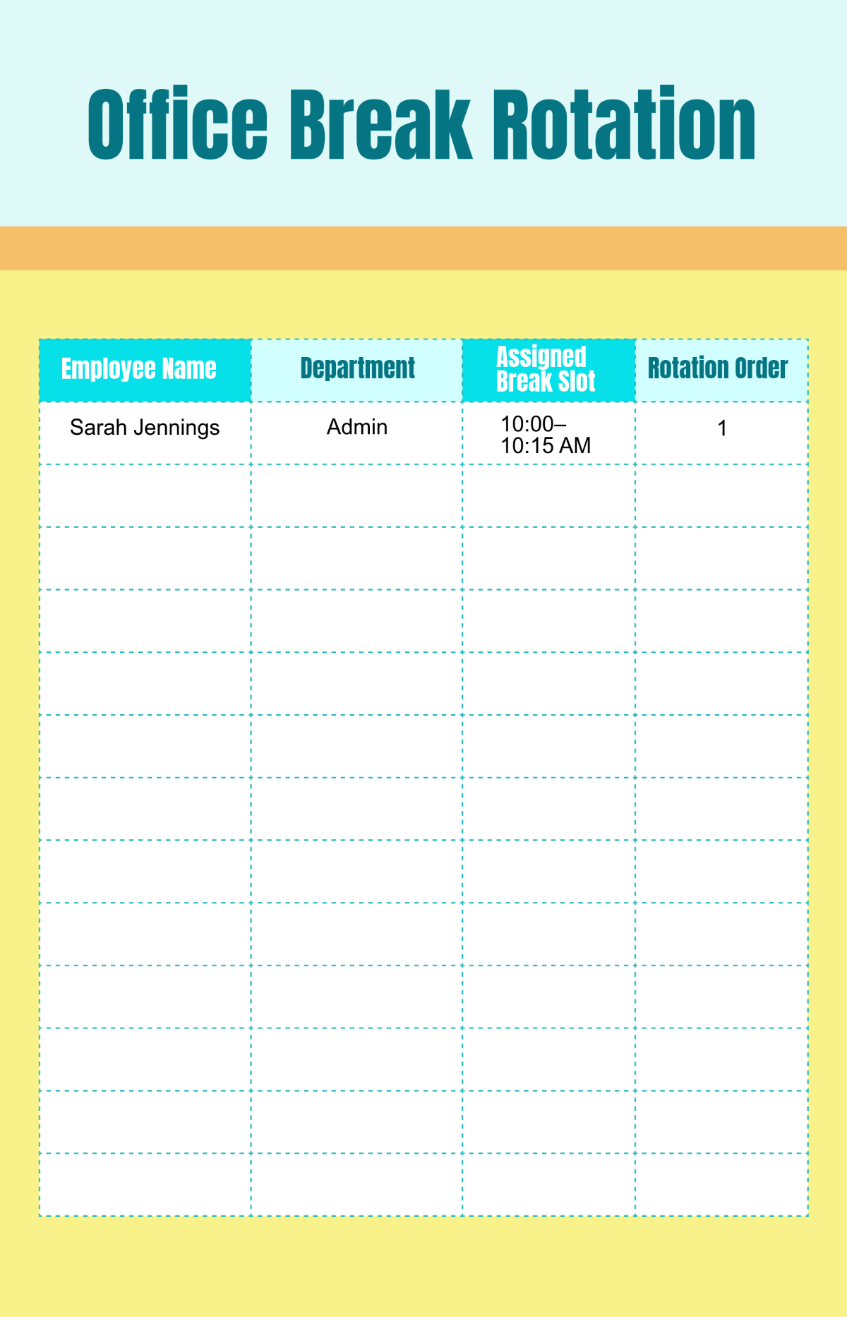 Free Office Break Rotation Template