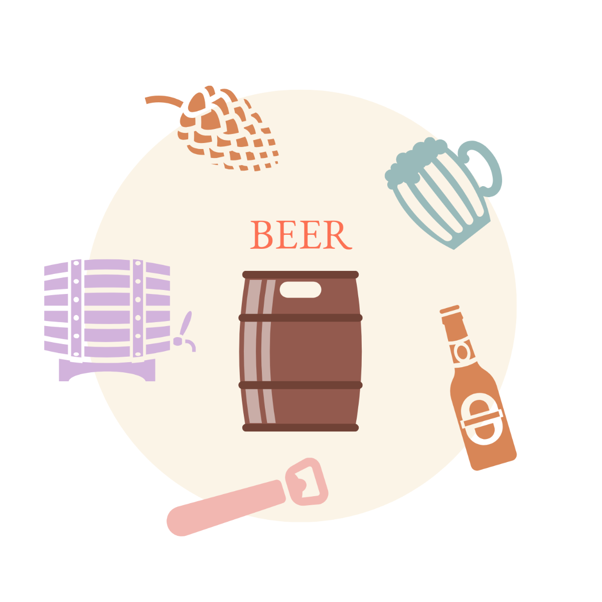 Free Aesthetic Beer Keg Clipart Template
